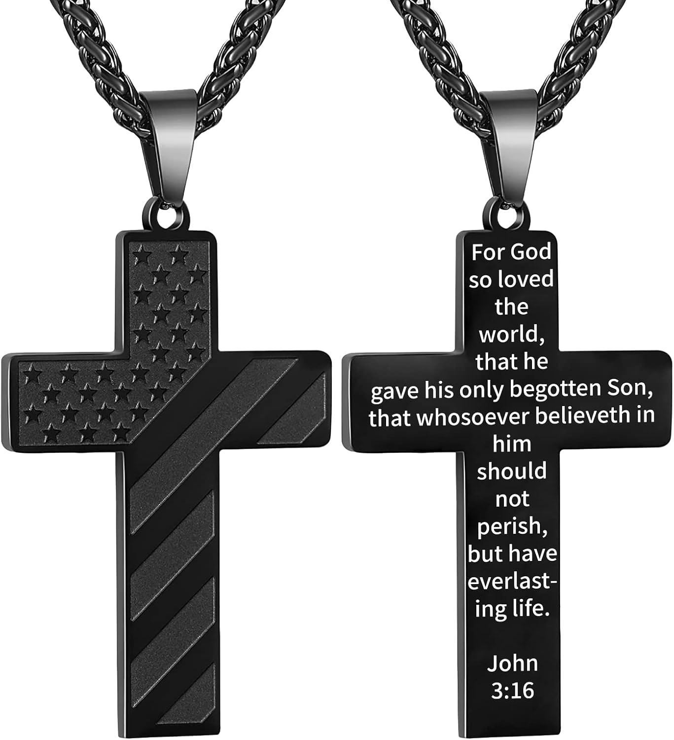 DuoDiner Cross Necklace Bible Verse Stainless Steel