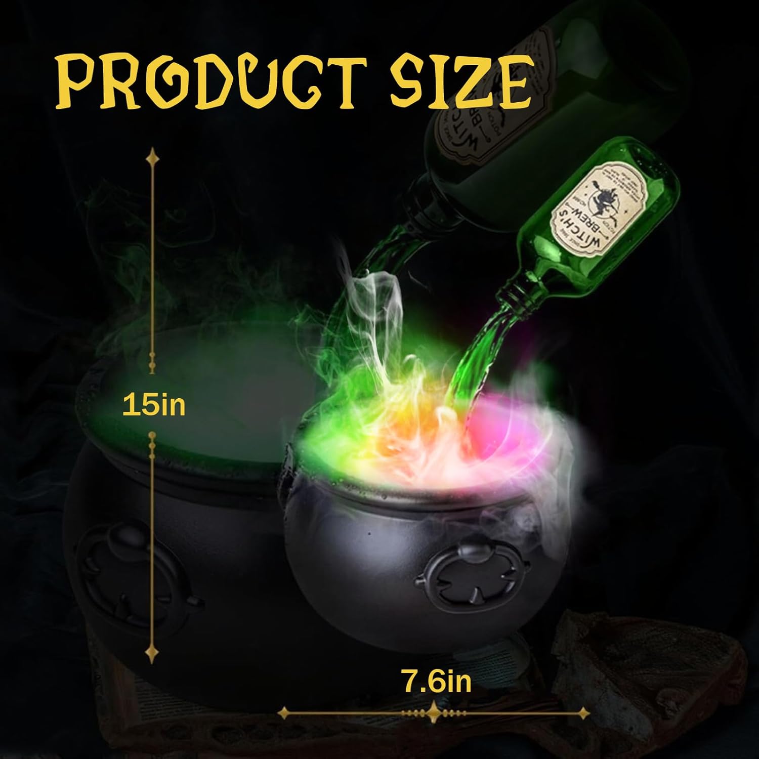 Halloween Cauldron with Smoke Black Cauldron Pot