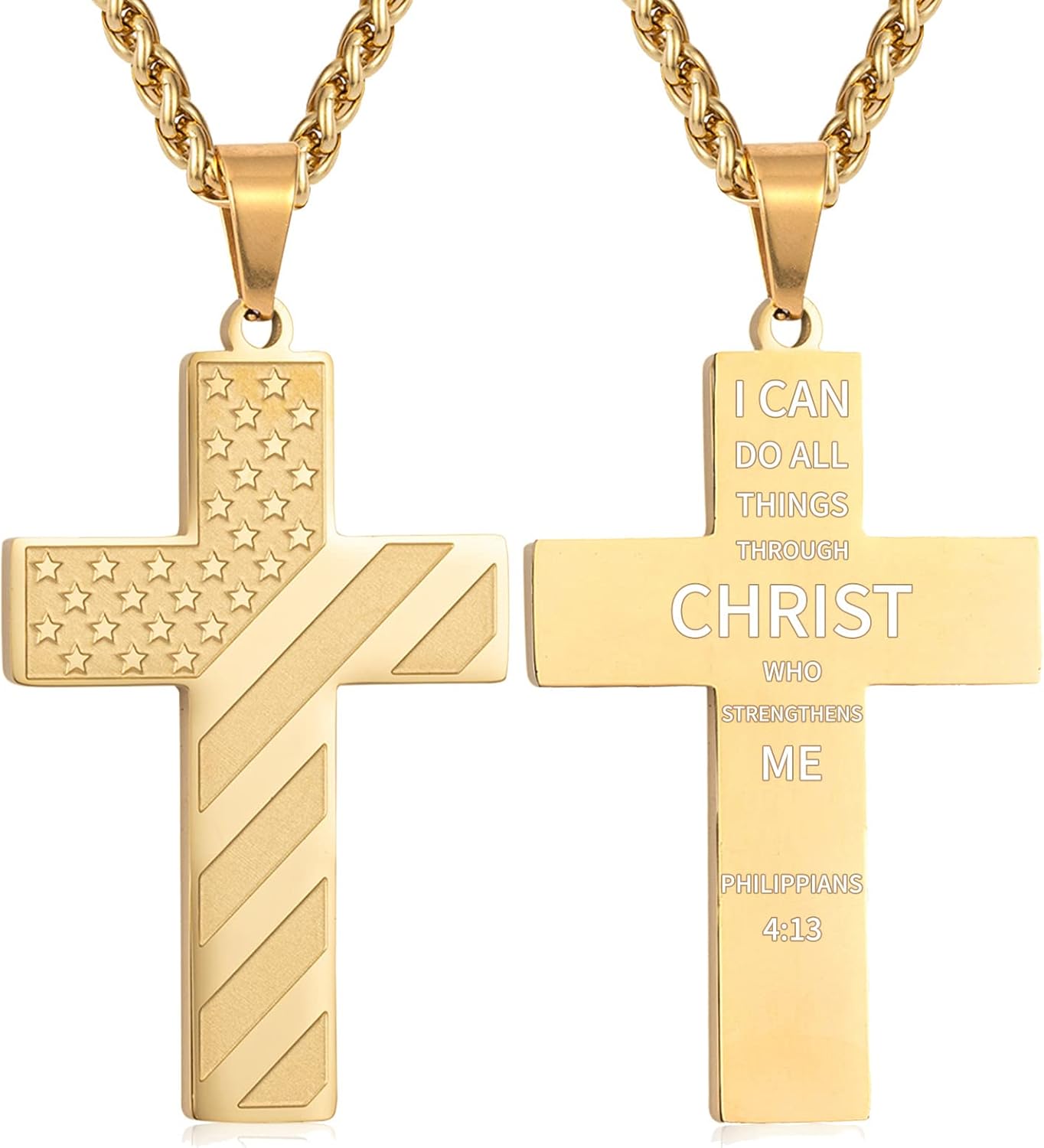 DuoDiner Cross Necklace Bible Verse Stainless Steel