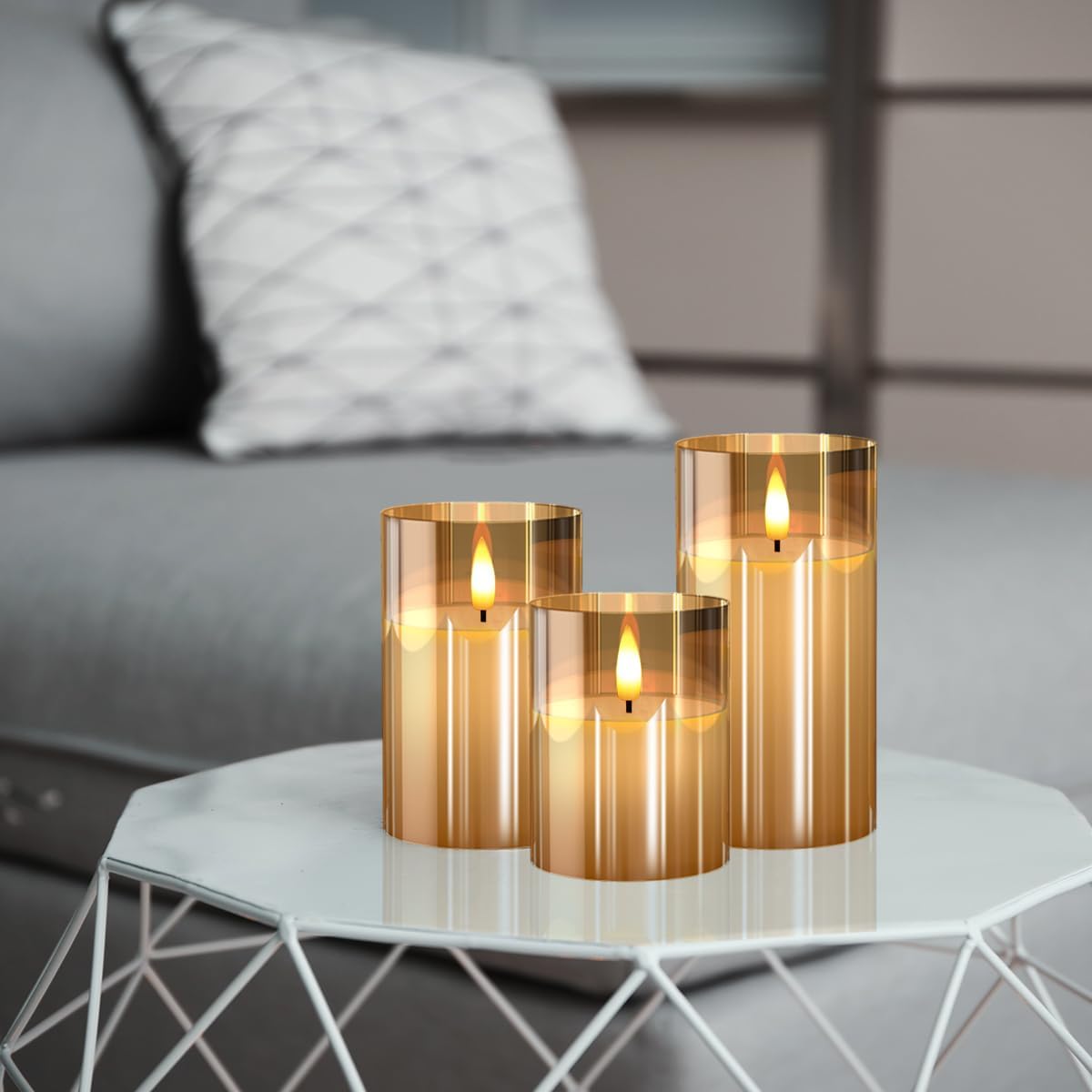 Glass LED Flameless Candles, Remote & Timer