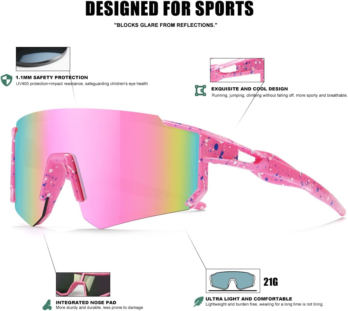 Kids Sunglasses Youth Baseball Sunglasses for Boys Girls