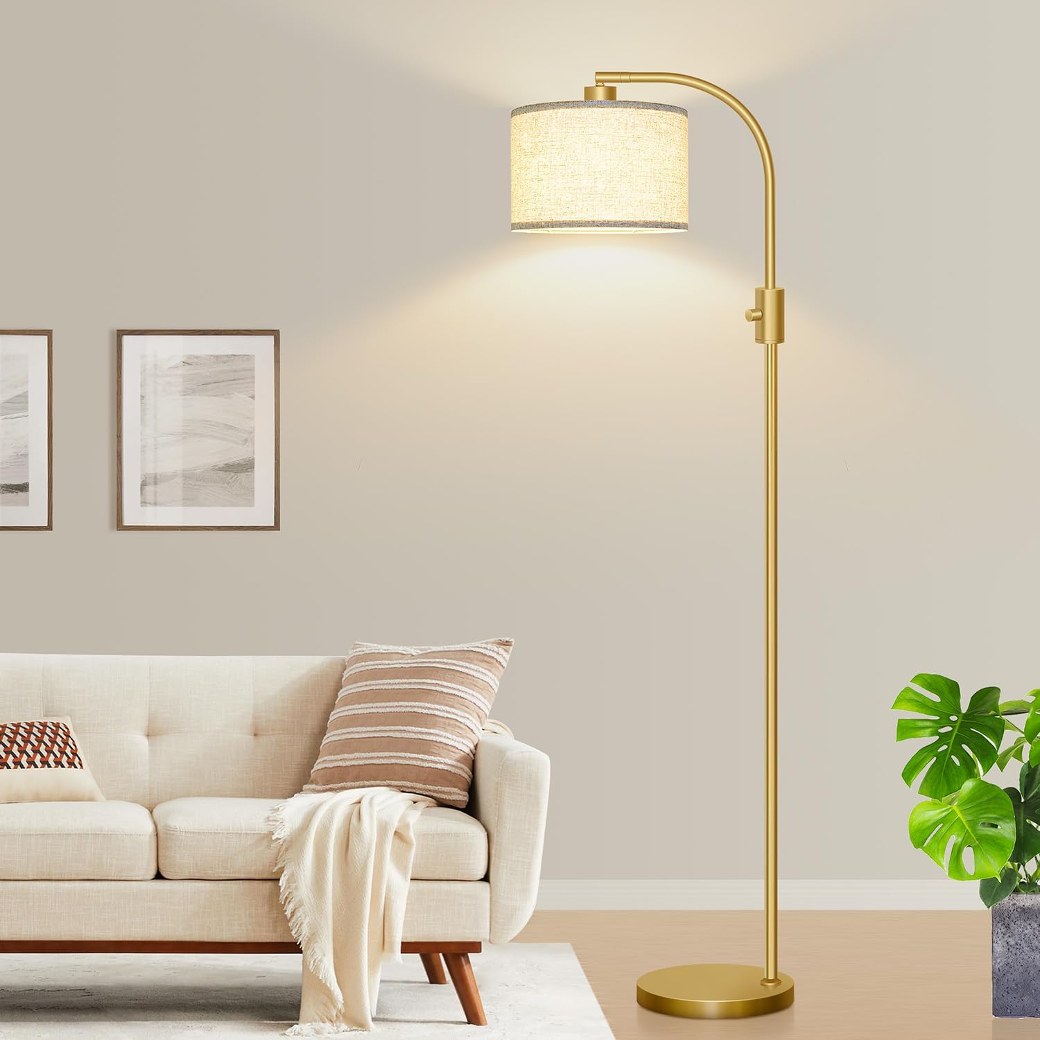 Nintiue Upgraded Modern Arc Dimmable Tall Standing Floor Lamp