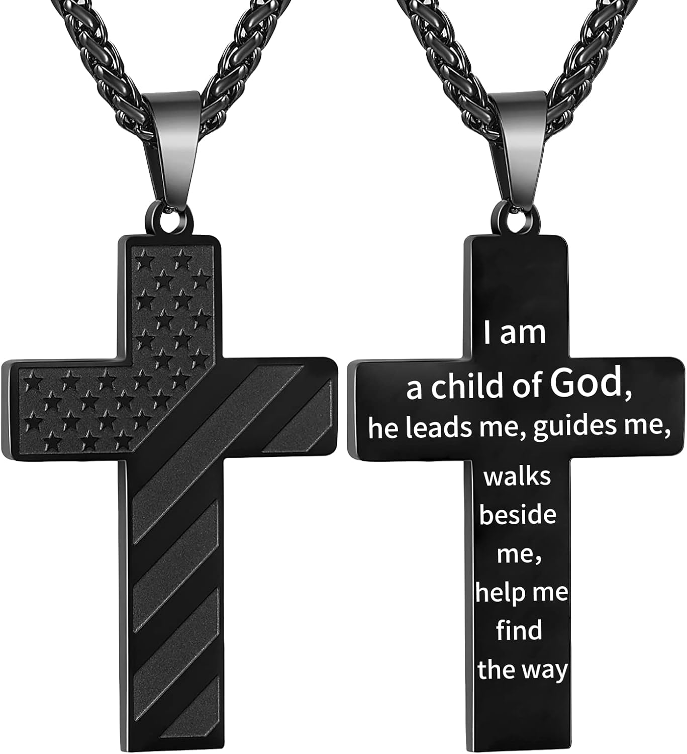 DuoDiner Cross Necklace Bible Verse Stainless Steel