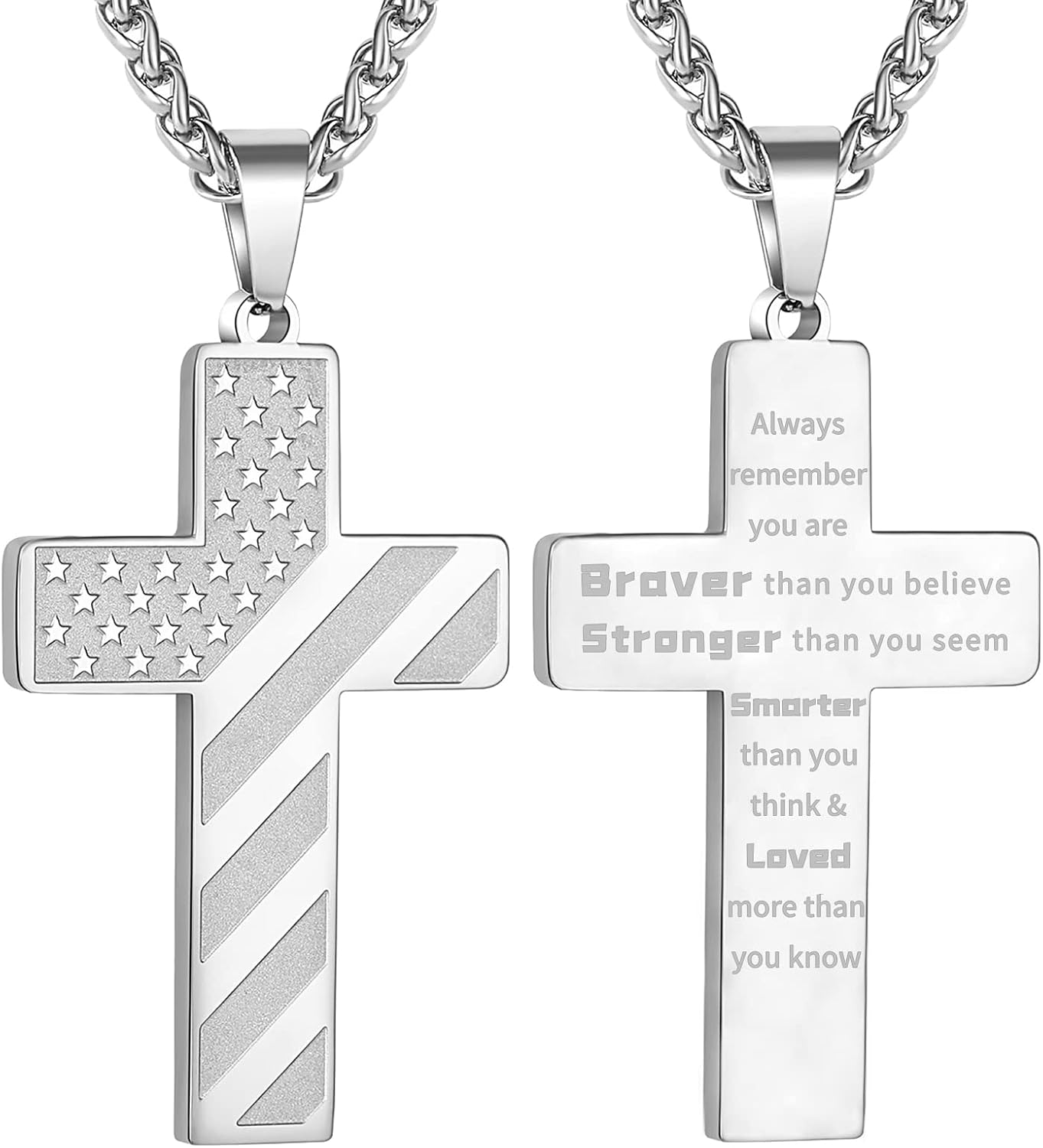DuoDiner Cross Necklace Bible Verse Stainless Steel