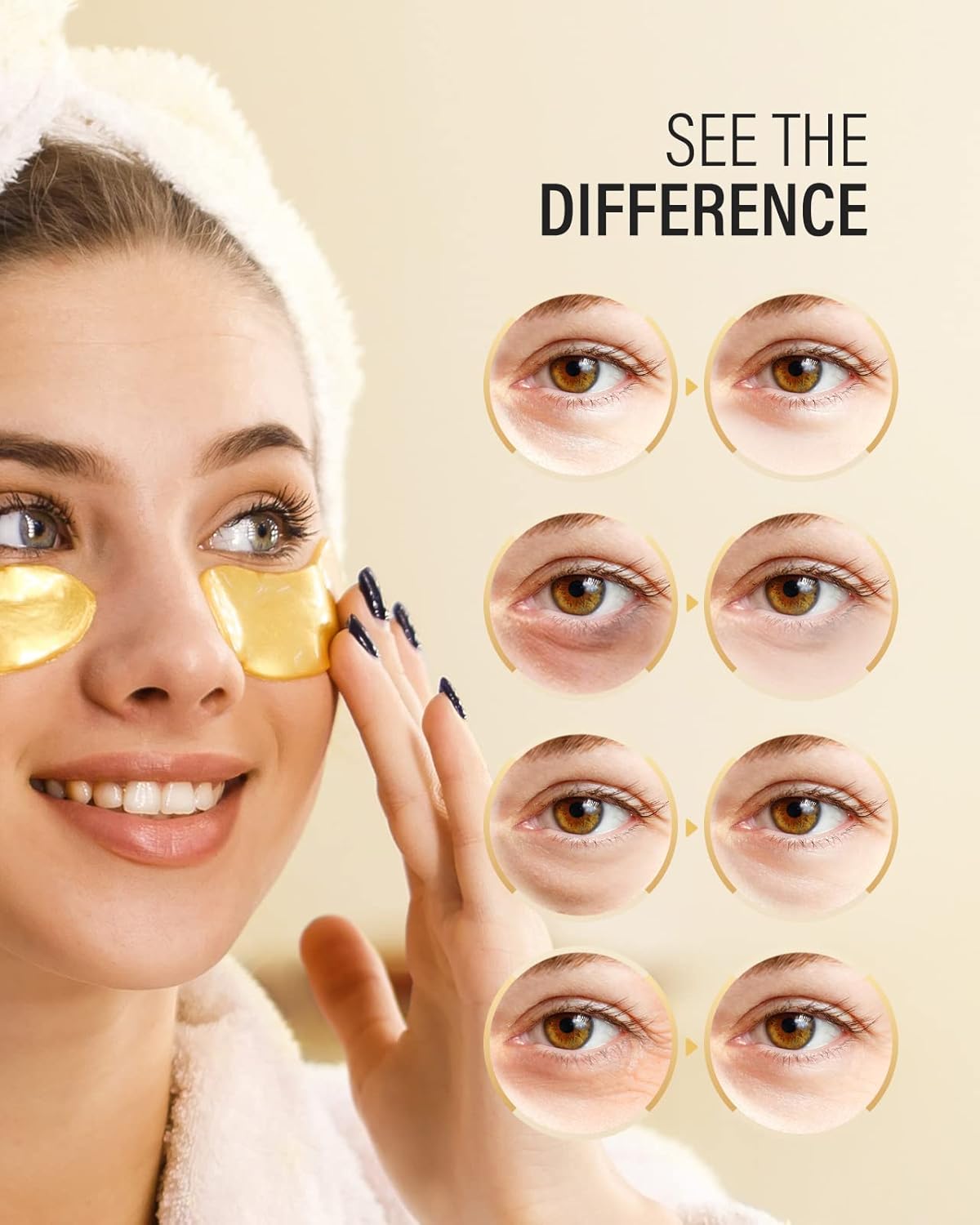 24K Gold Under Eye Patches for Dark Circles