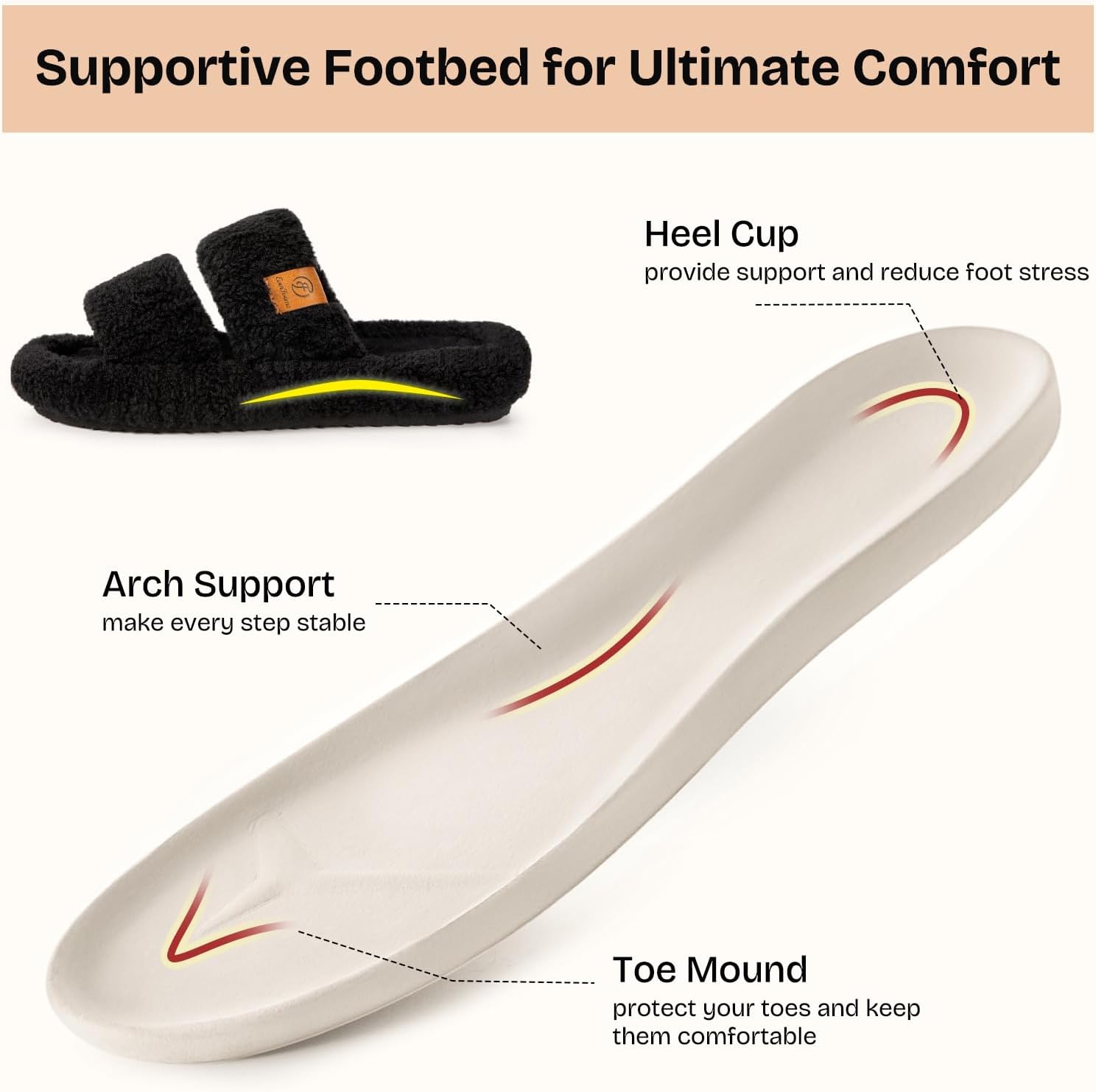 EverFoams Womens Fuzzy Open-toe Slippers