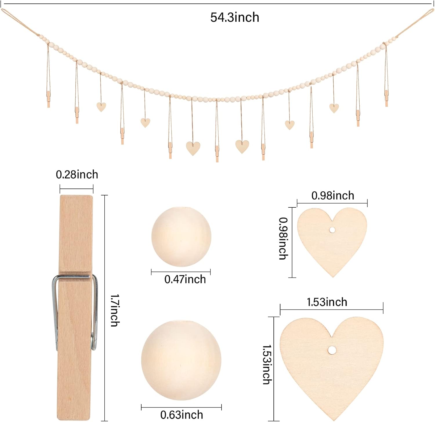 Hanging Photo Display with Clips 9 Wood Clips