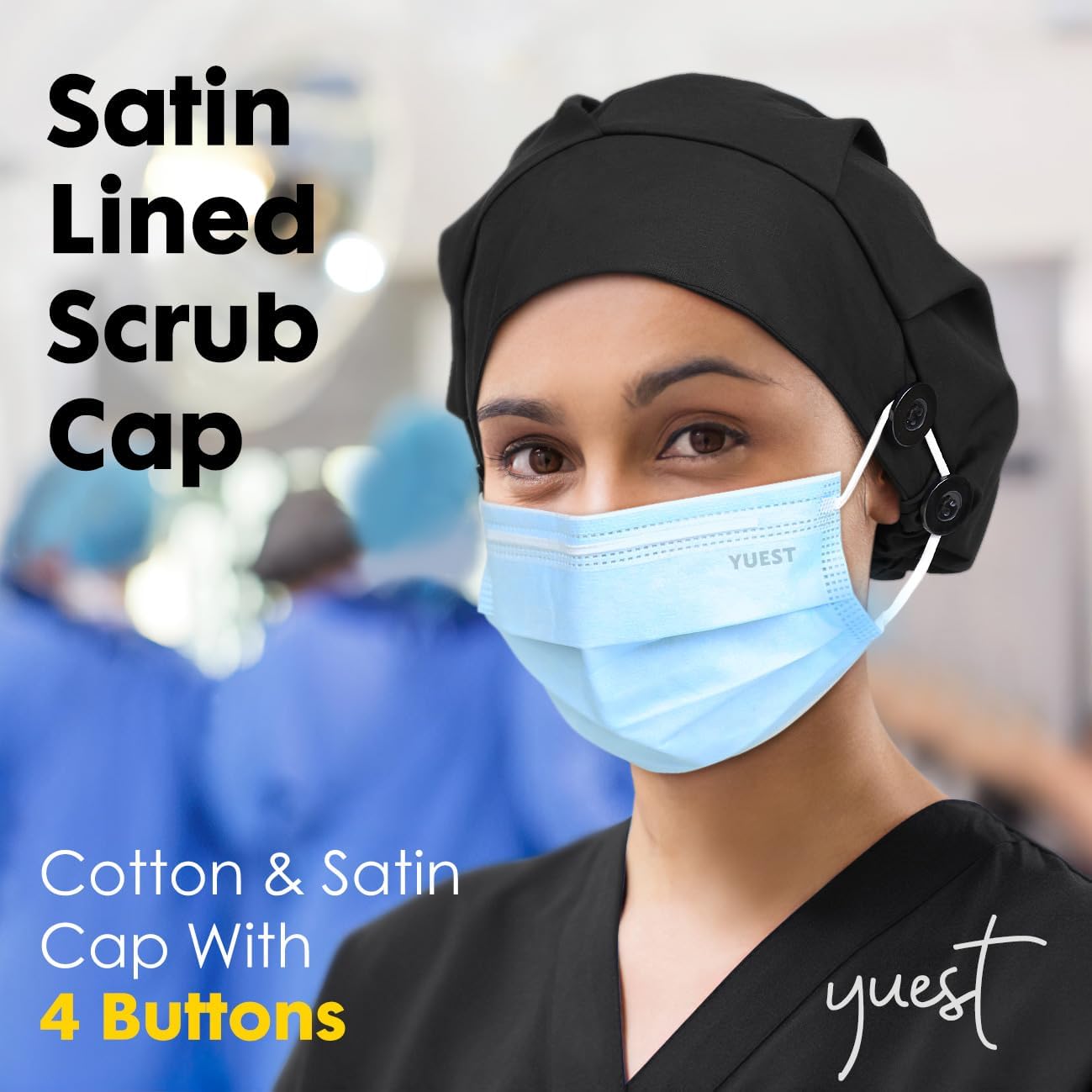 2 Pack Satin Lined Bouffant Scrub Caps