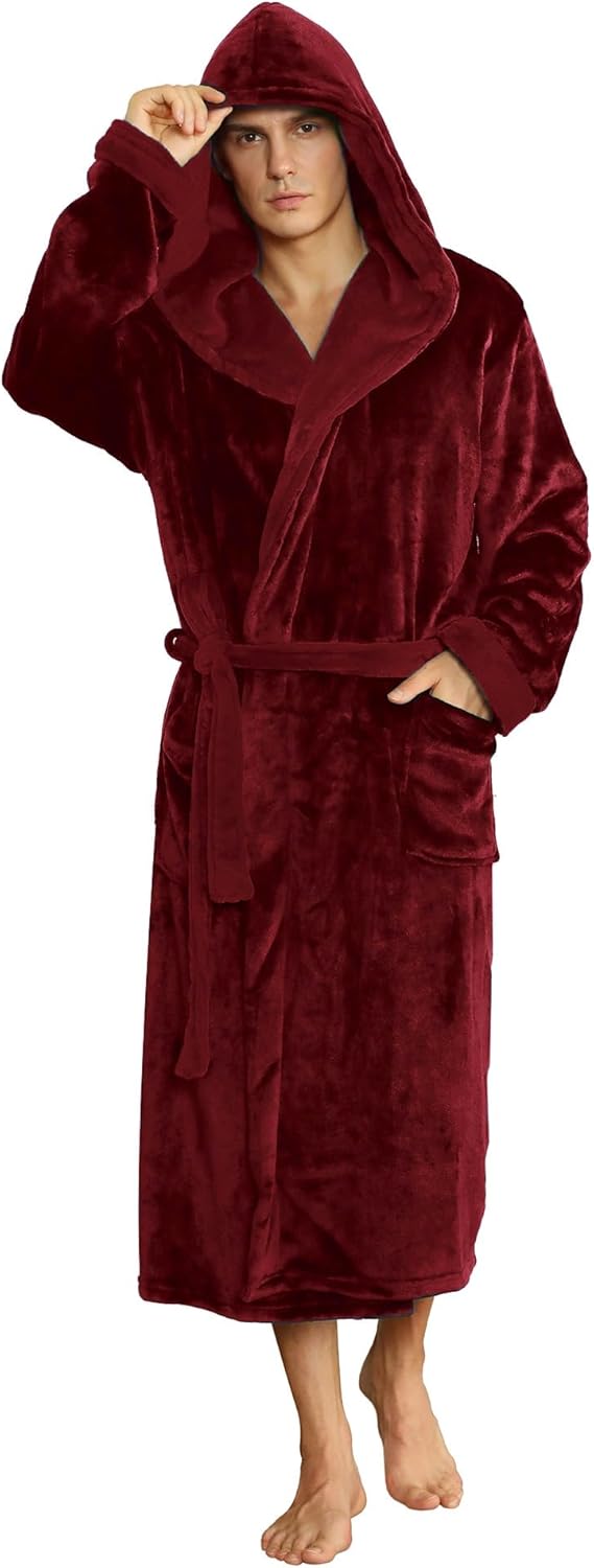 U2SKIIN Mens Hooded Robe Plush Robes for Men