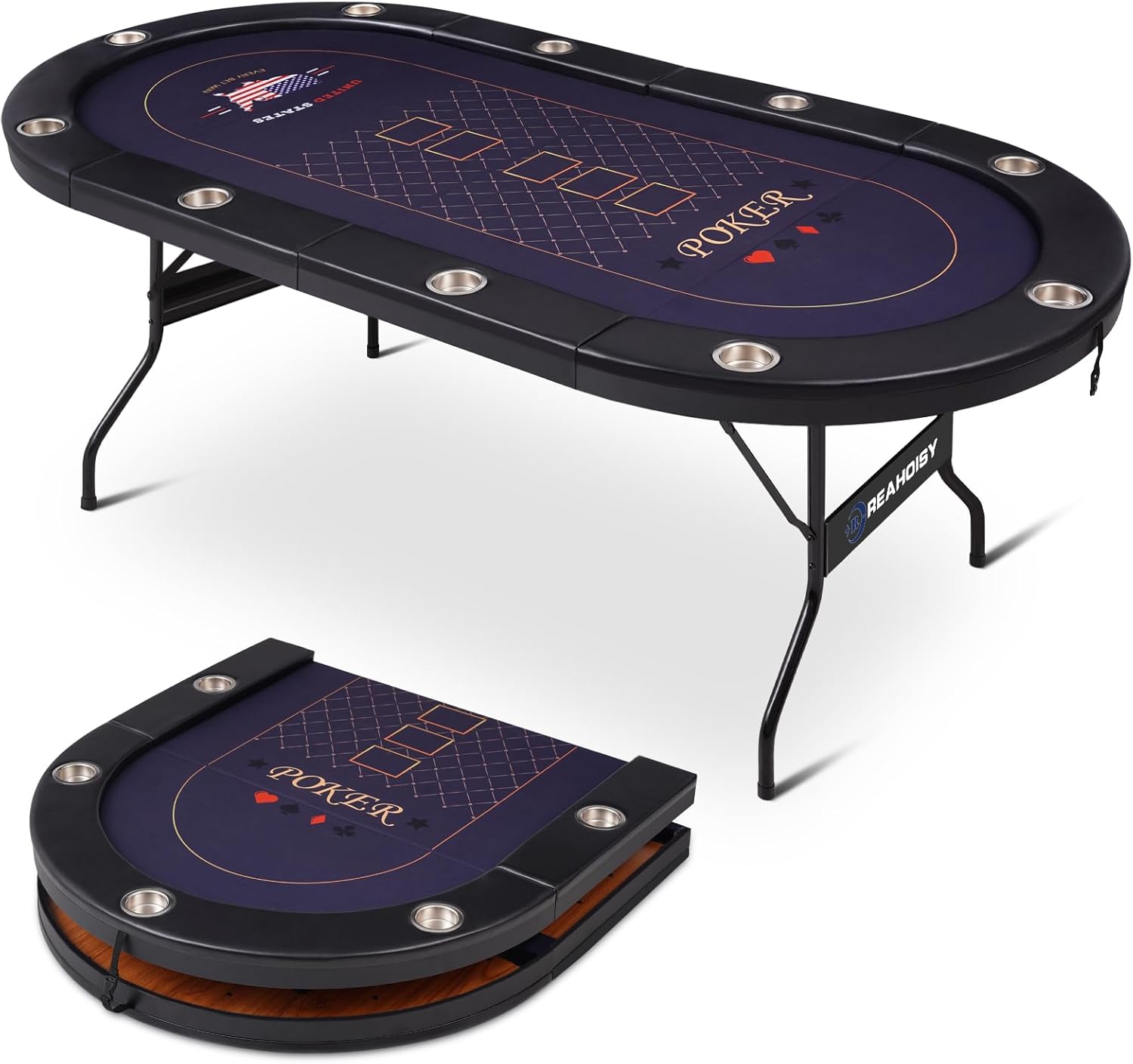 Poker Table Foldable, 8/10 Player Folding Poker Tables