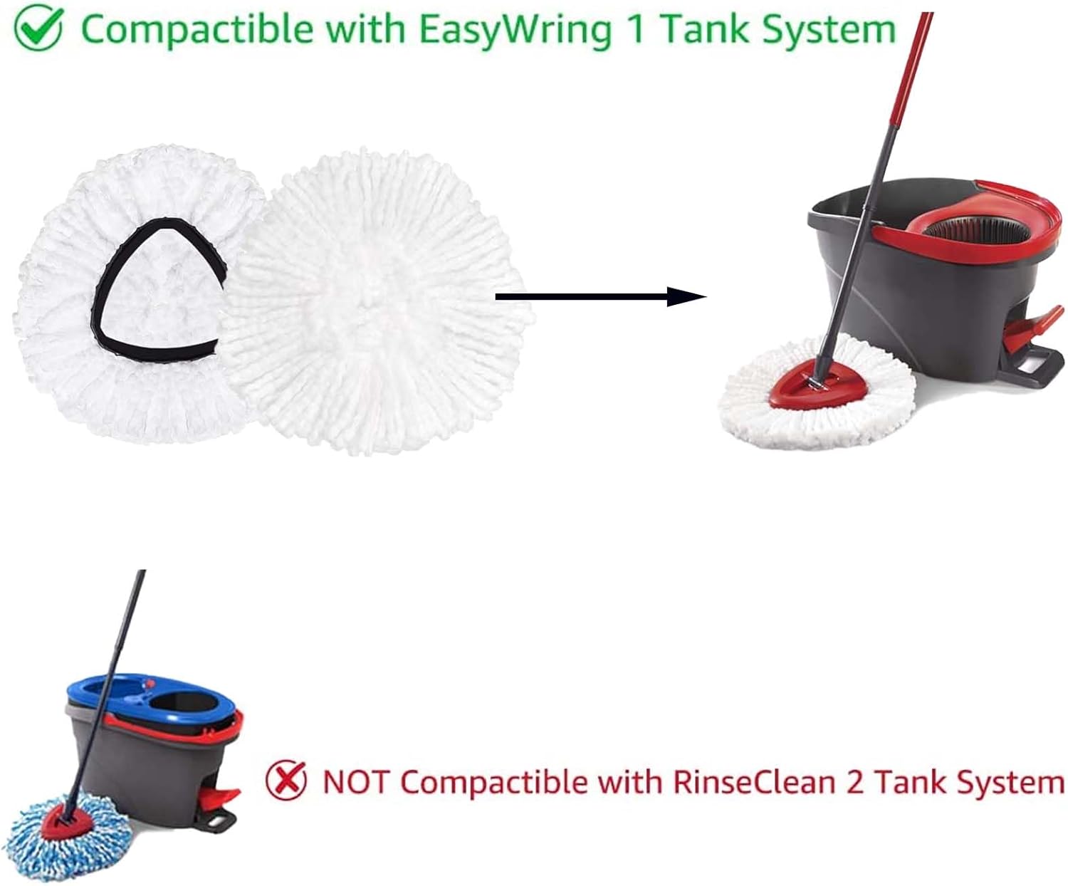 Spin Mop Replacement Head Mop Refill Compatible