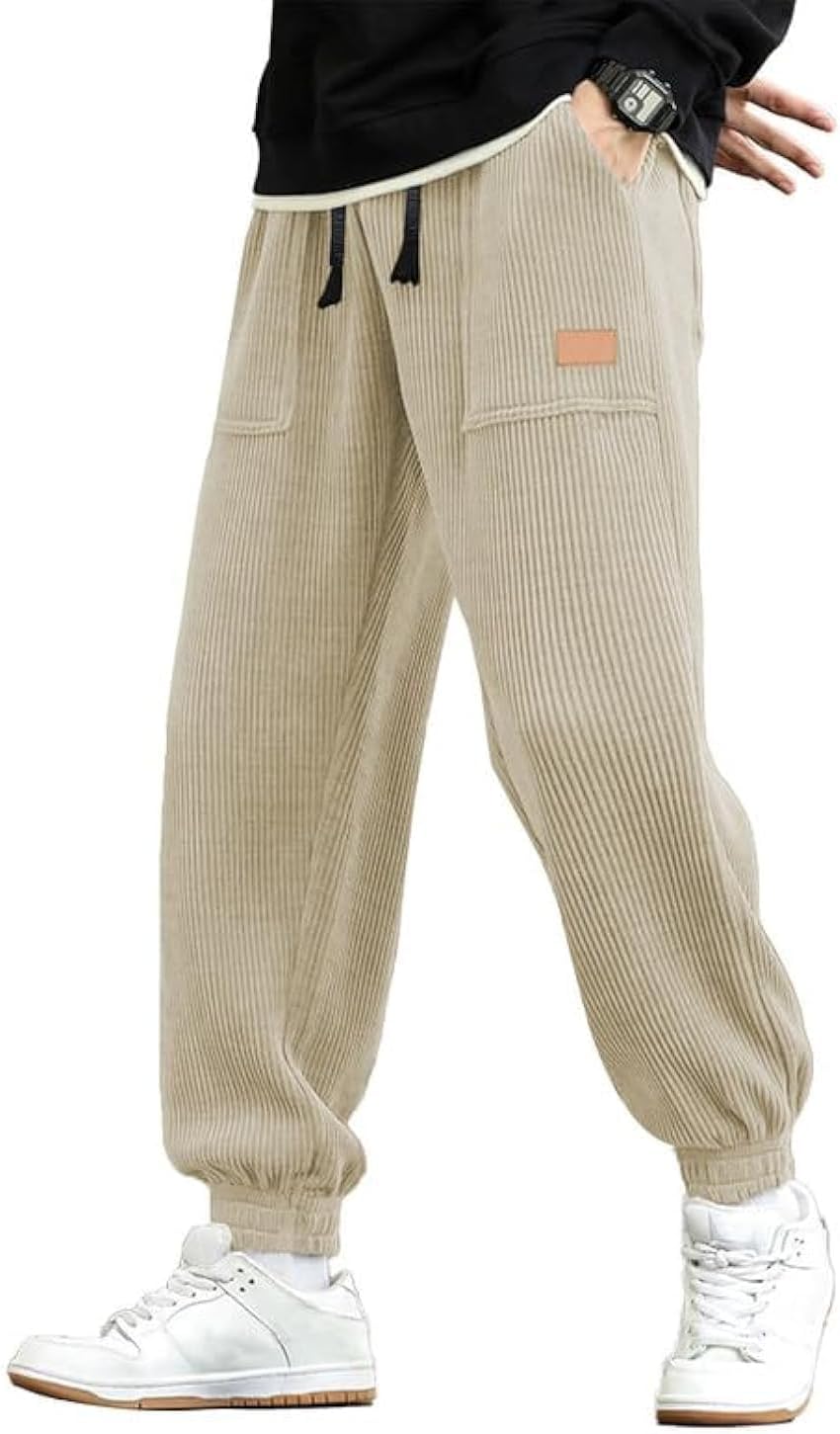 JMIERR Mens Corduroy Joggers Pants Casual Cargo Pants