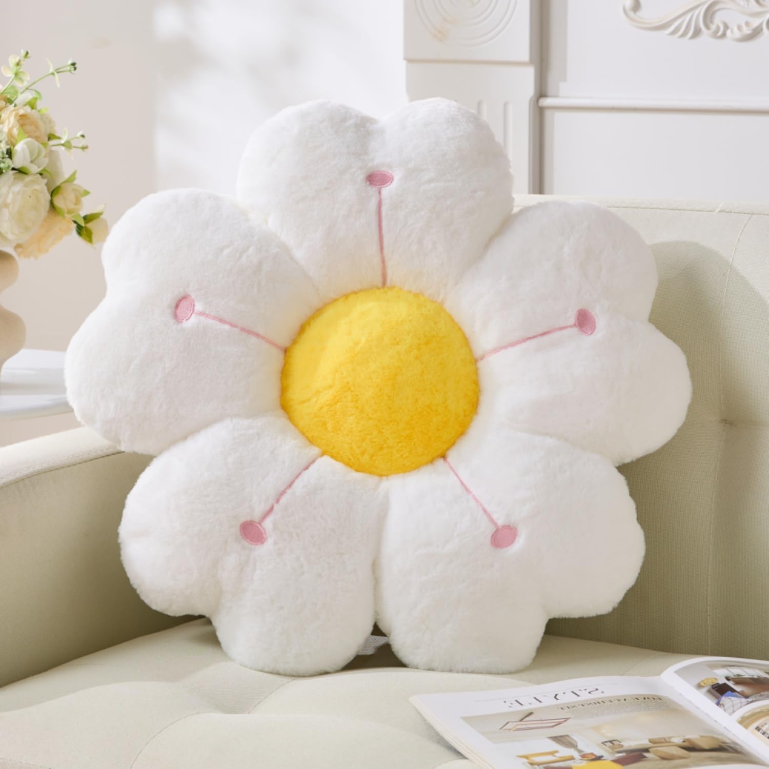 Pink Flower Pillow Flower Shaped