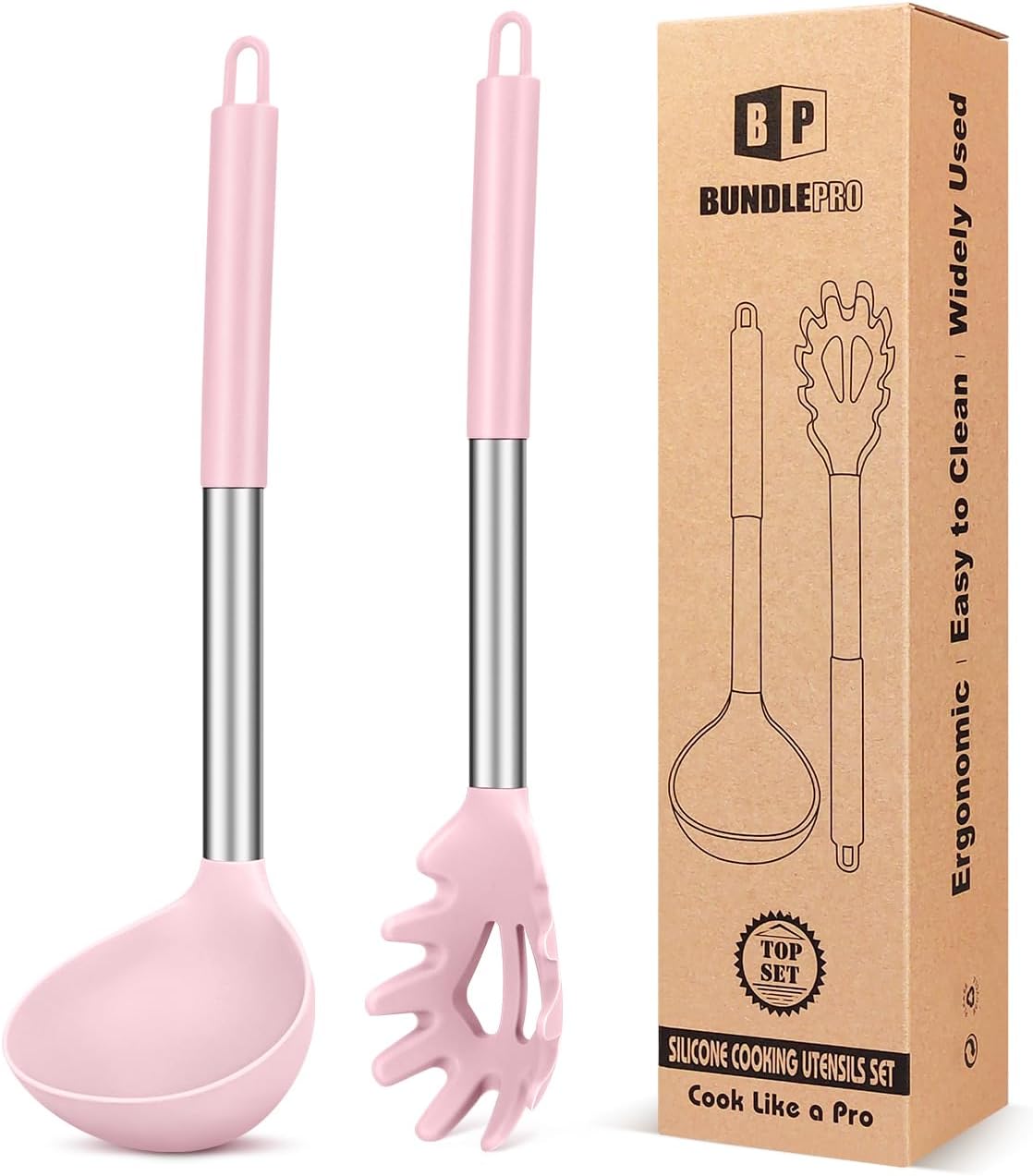 Silicone Pasta Fork and Ladle Spoon Set