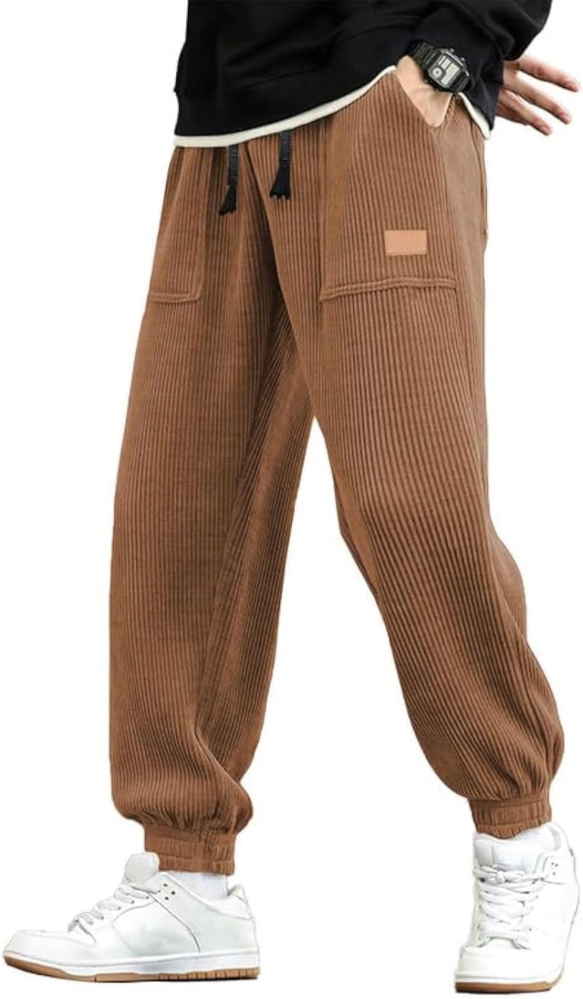 JMIERR Mens Corduroy Joggers Pants Casual Cargo Pants