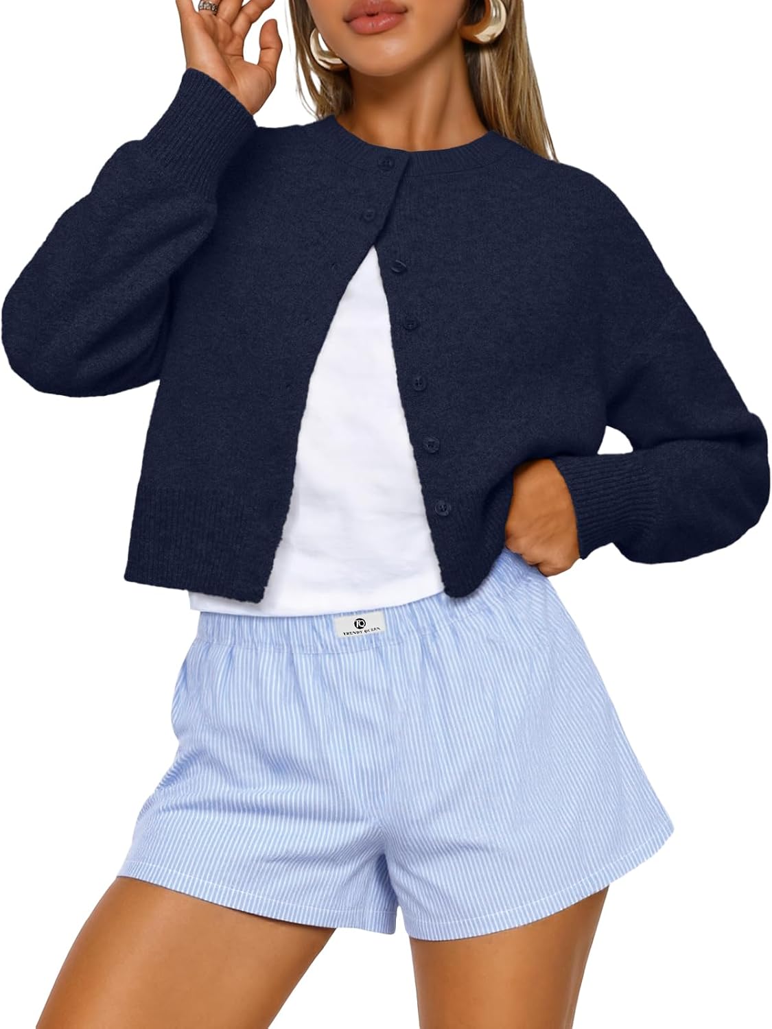 Trendy Queen Women’s Cropped Cardigan Sweater
