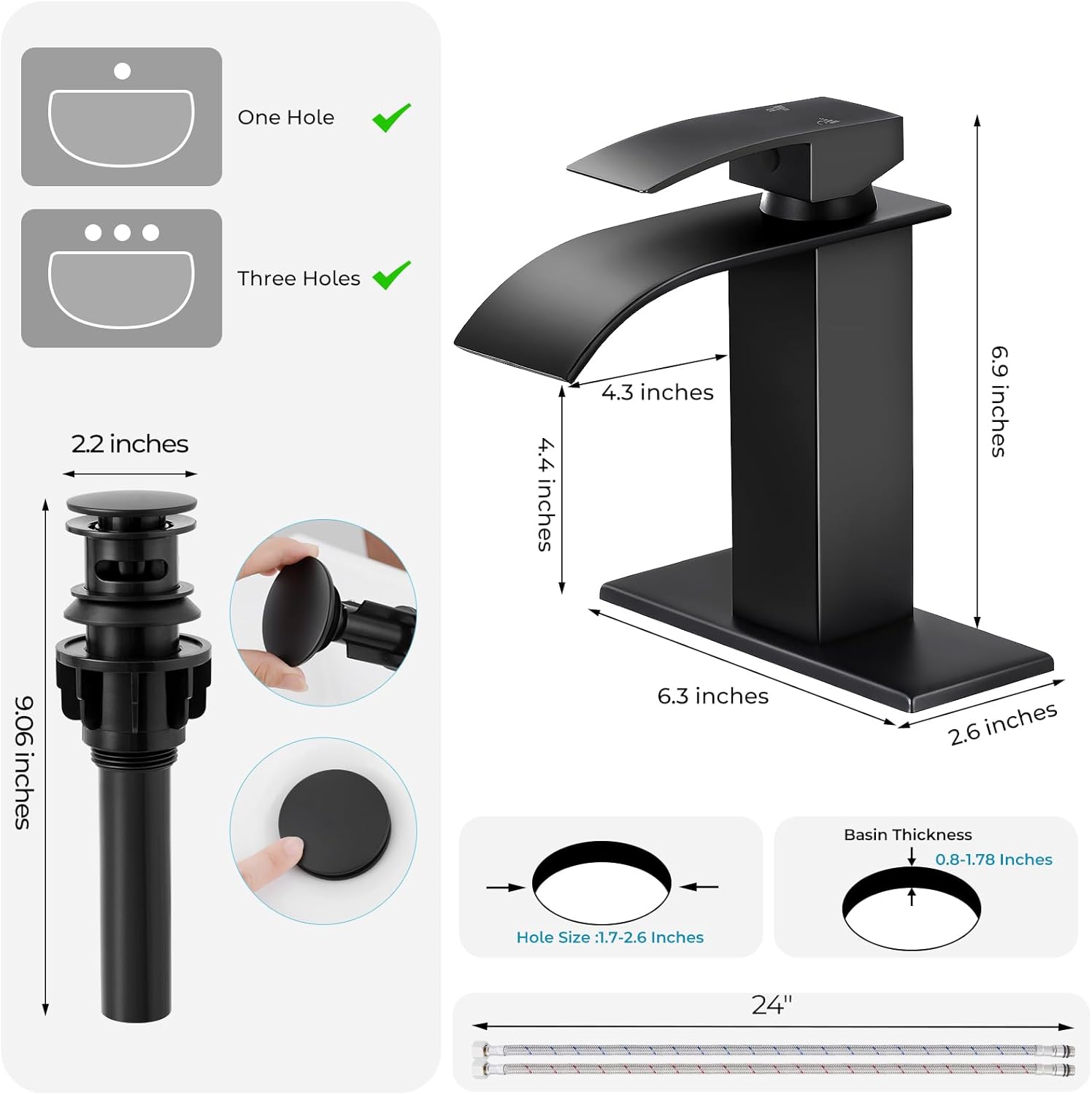 Matte Black Waterfall Bathroom Faucet