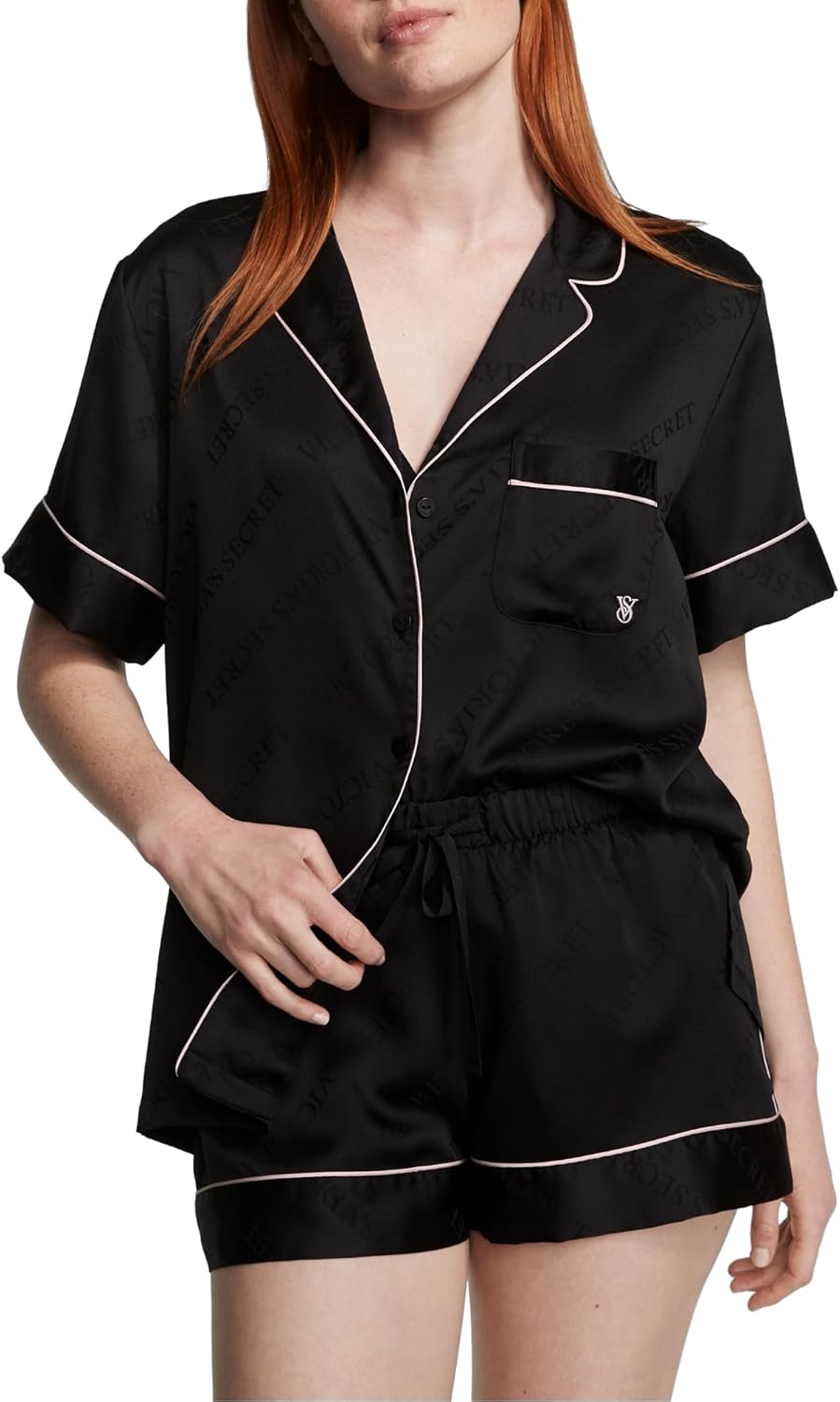 Victoria's Secret Satin Pajama Set Short Sleeve Button Down