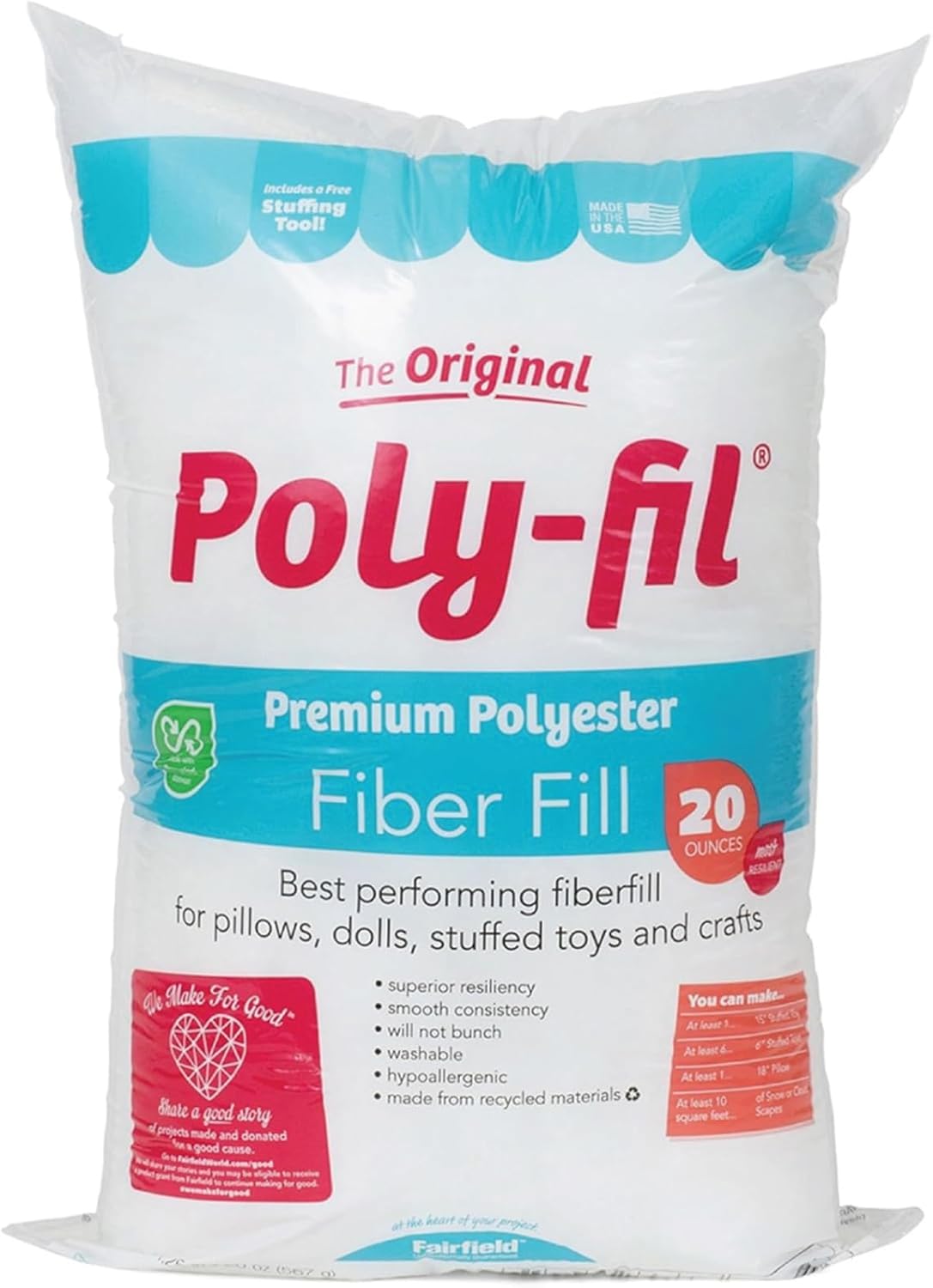 Fairfield Poly-Fil Premium Fiber Fill Pillow & Toy Stuffing