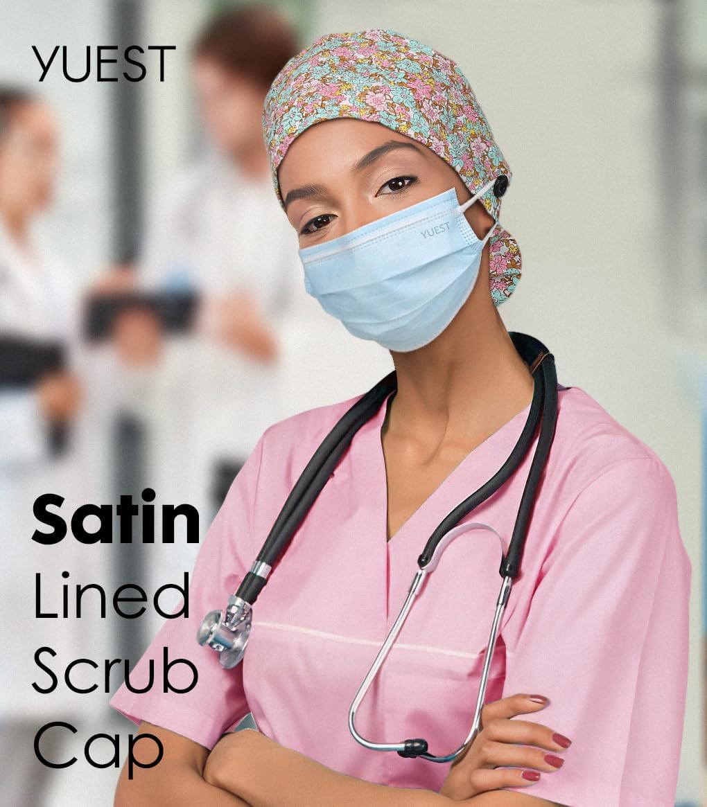 Scrub Caps Women Satin Lined Ponytail Surgical Caps