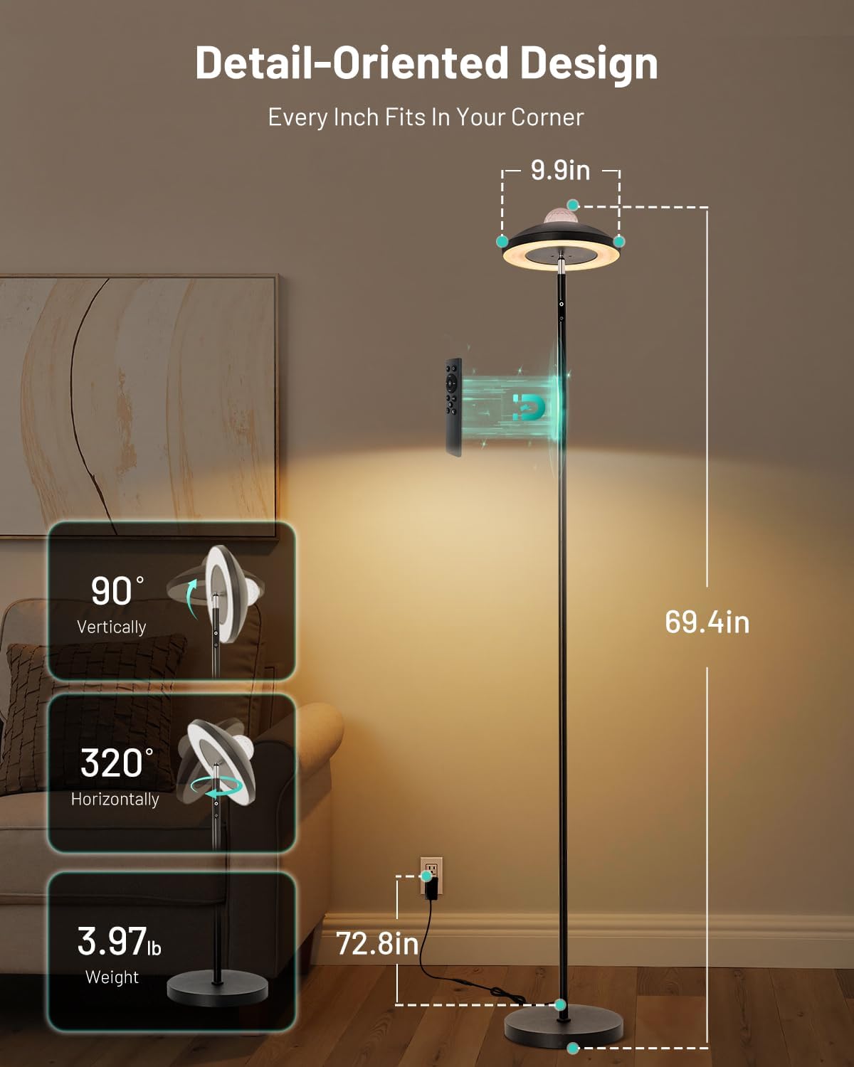 LED Floor Lamp with RGB Star Projector & Remote