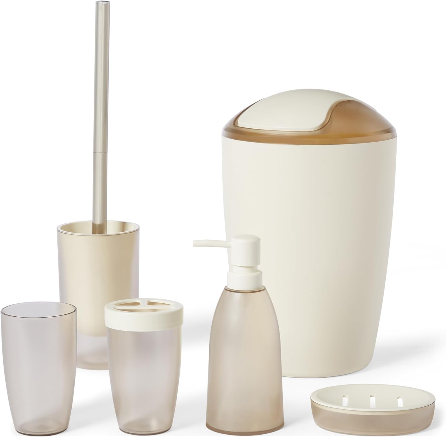 6 Pieces Bath Coordinate Set with Toothbrush Holder