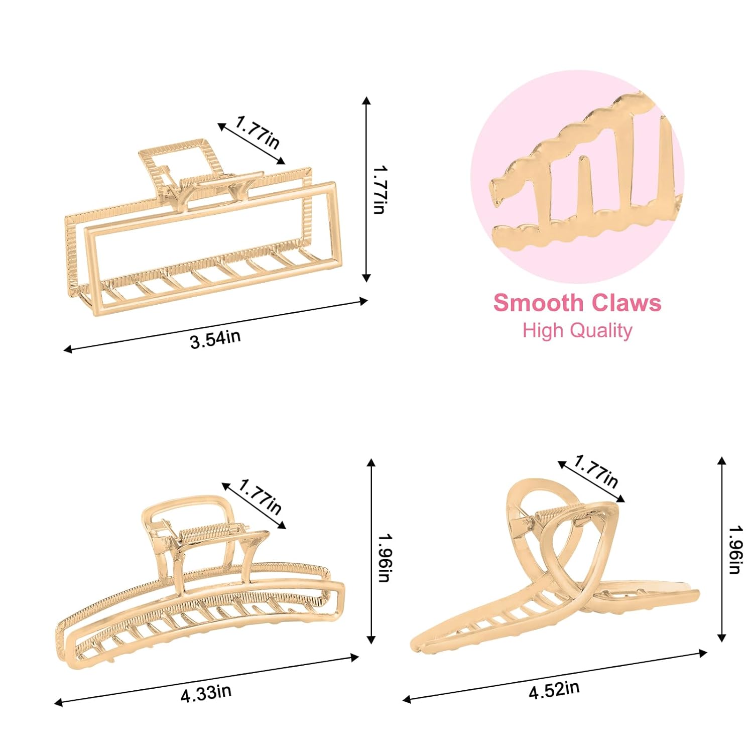 LUKACY 6 Pack Large Metal Hair Claw Clips