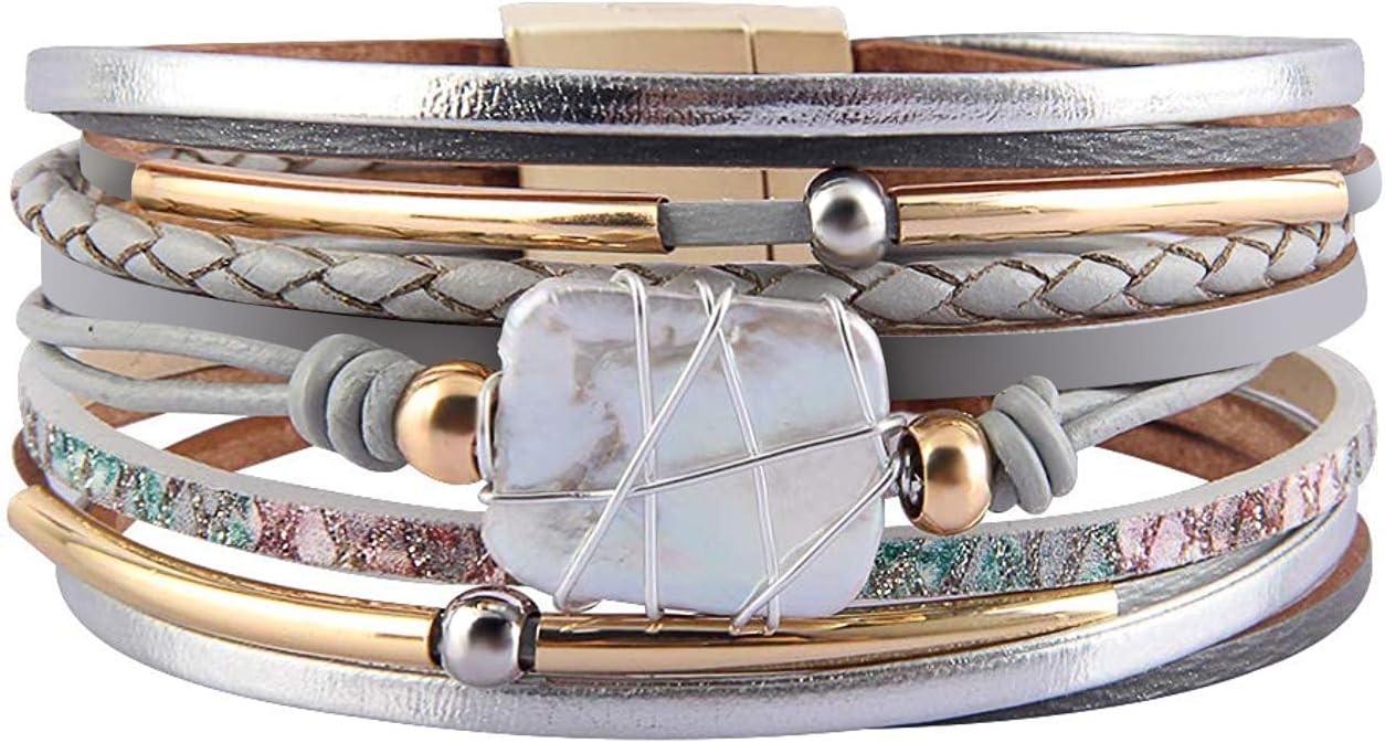 Fesciory Boho Leather Wrap Bracelet Women