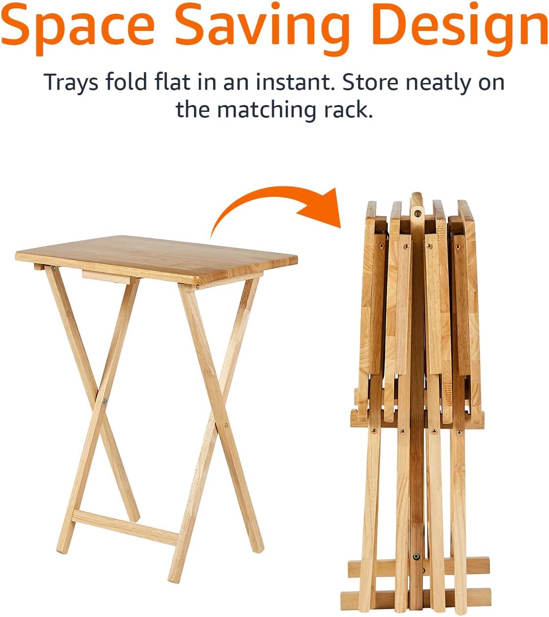 Classic Foldable TV Dinner Tray Table with Storage Rack
