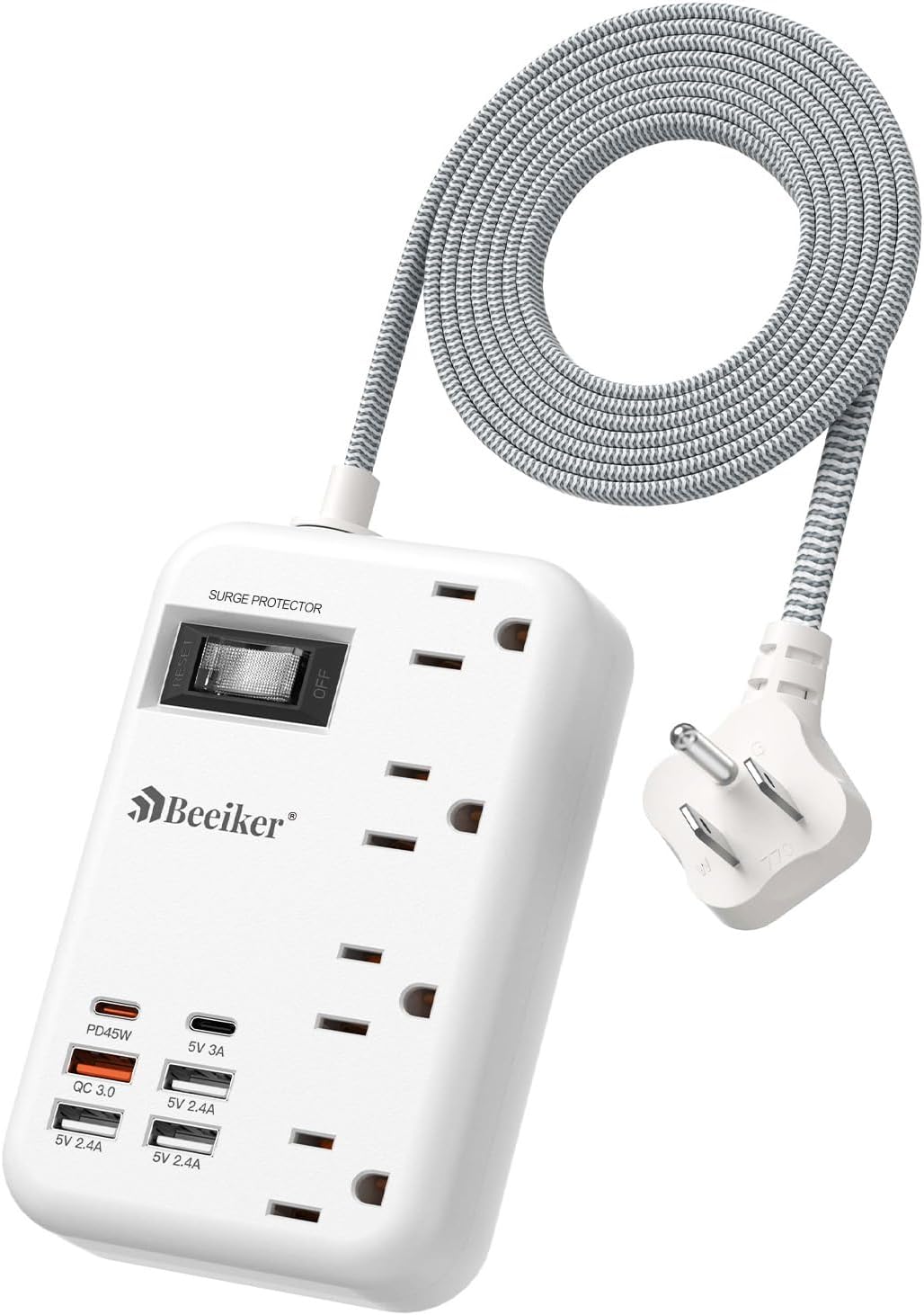 Purple Travel Power Strip 5Ft Lavender Extension Cord