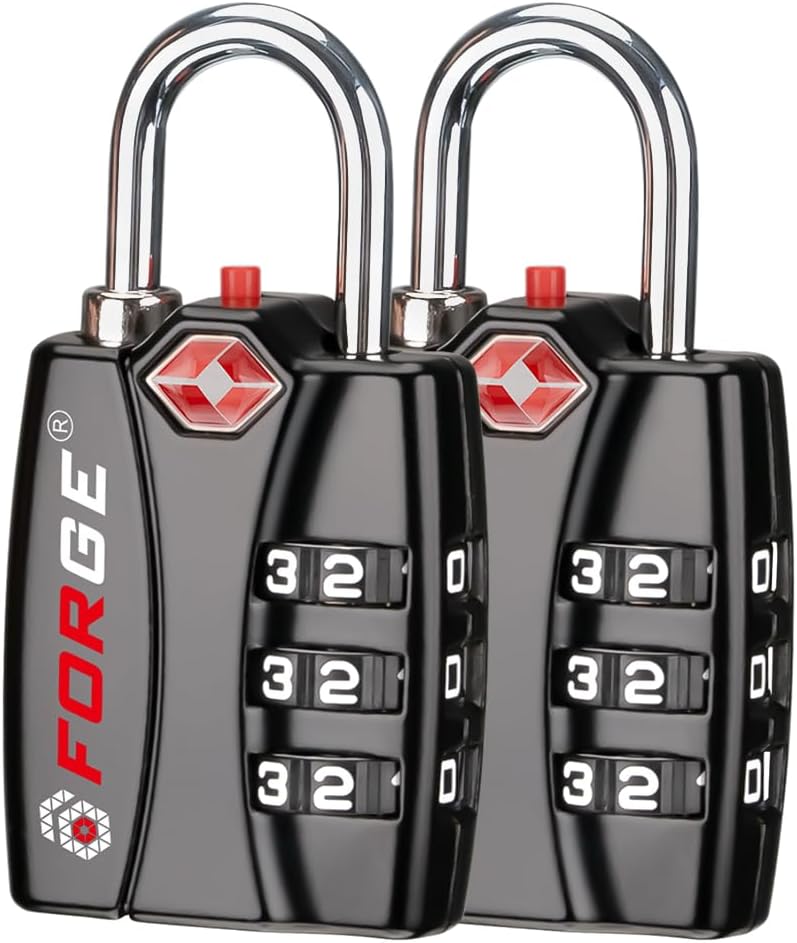 Forge Luggage Locks TSA Approved 6 Pack Black