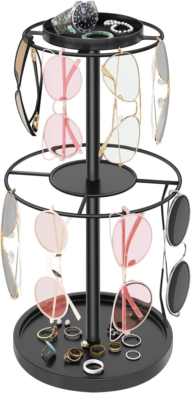 LSK Metal Sunglasses Holder Stand with Storgae Tray