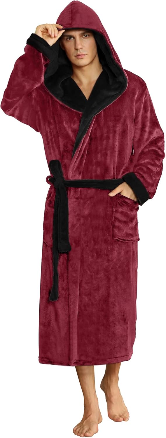 U2SKIIN Mens Hooded Robe Plush Robes for Men