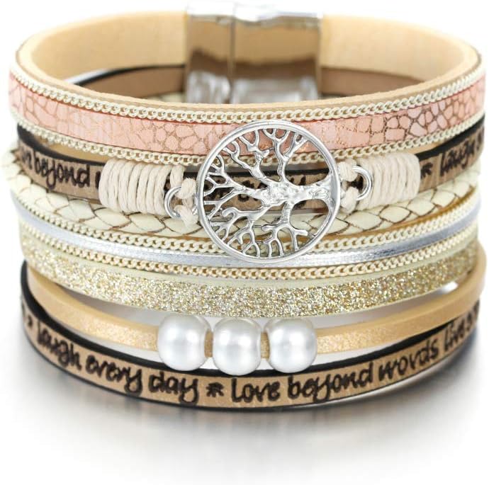 Fesciory Boho Leather Wrap Bracelet Women