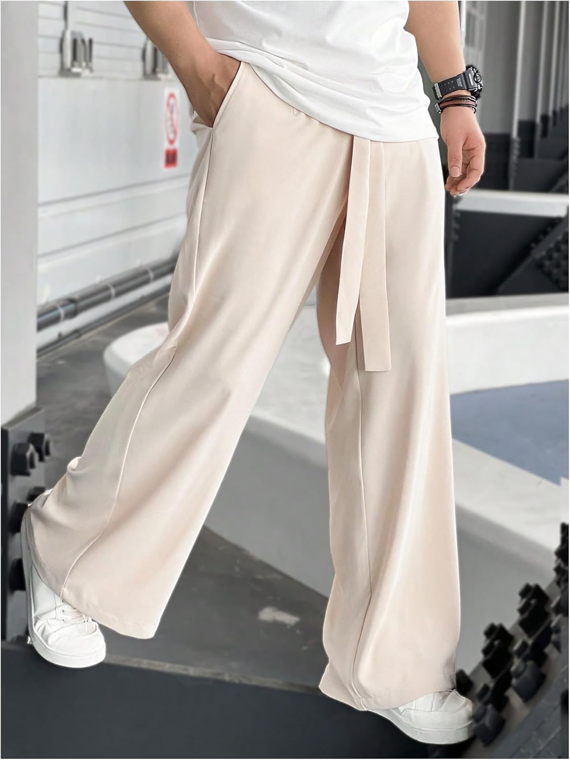 GORGLITTER Men's Casual Wide Leg Dress Pants