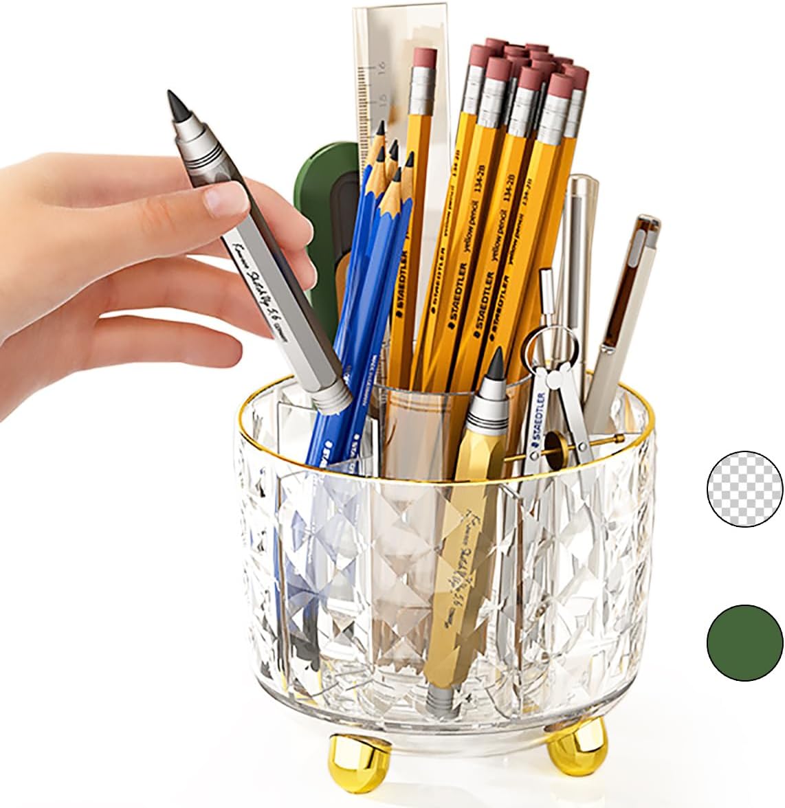 Dark Green Pen Pencil Holder for Desk