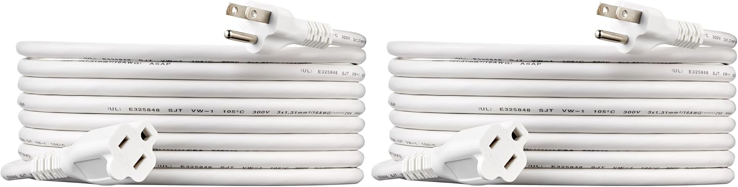 Extension Cord, 25 Ft, 3 Prong Outlet Extender