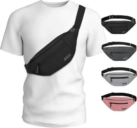 MAXTOP Large Crossbody Fanny Pack with 4-Zipper Pockets