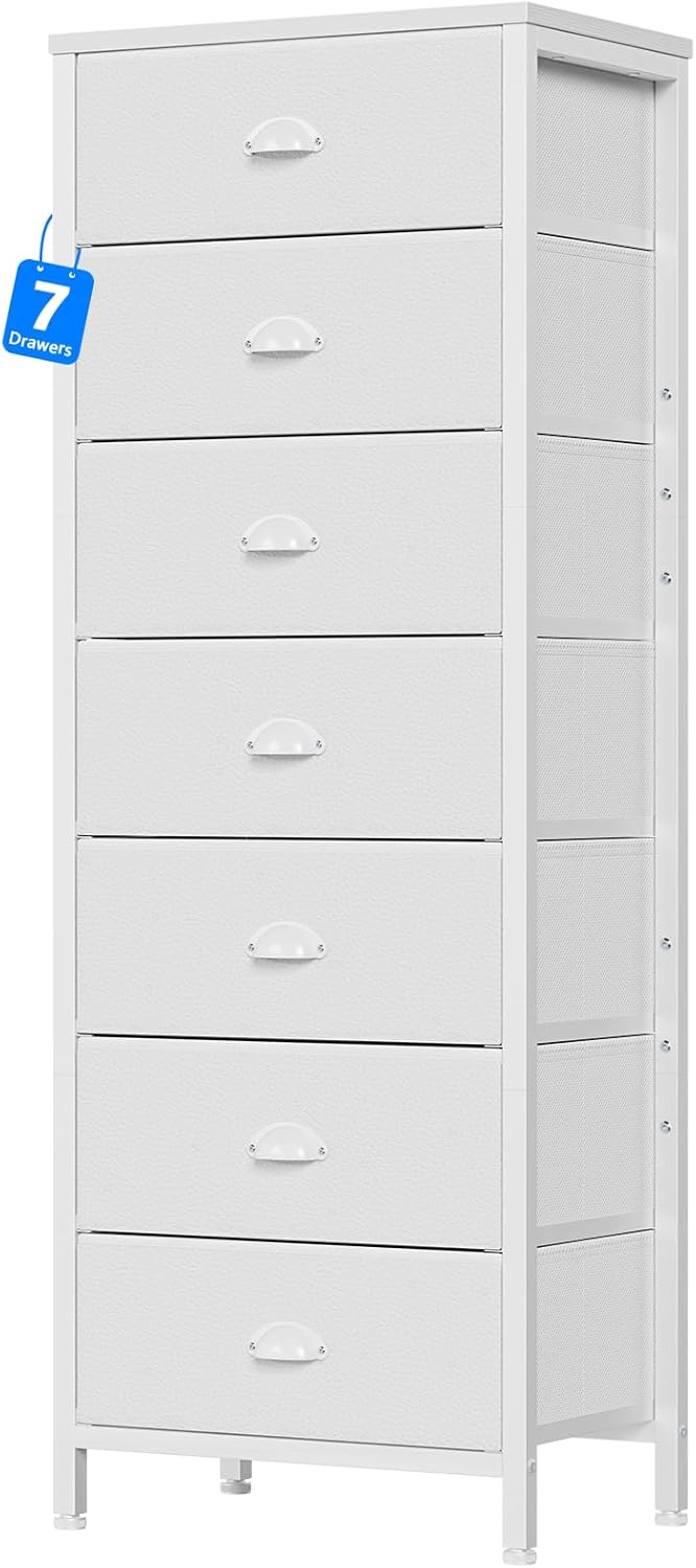 Furnulem White Tall Dresser for Bedroom Storage Tower
