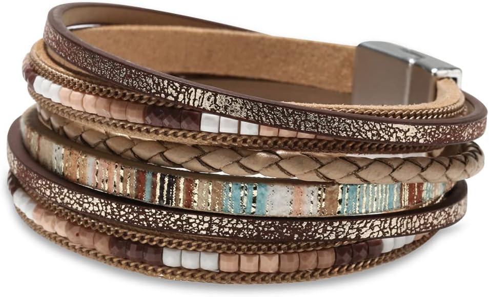 Fesciory Boho Leather Wrap Bracelet Women