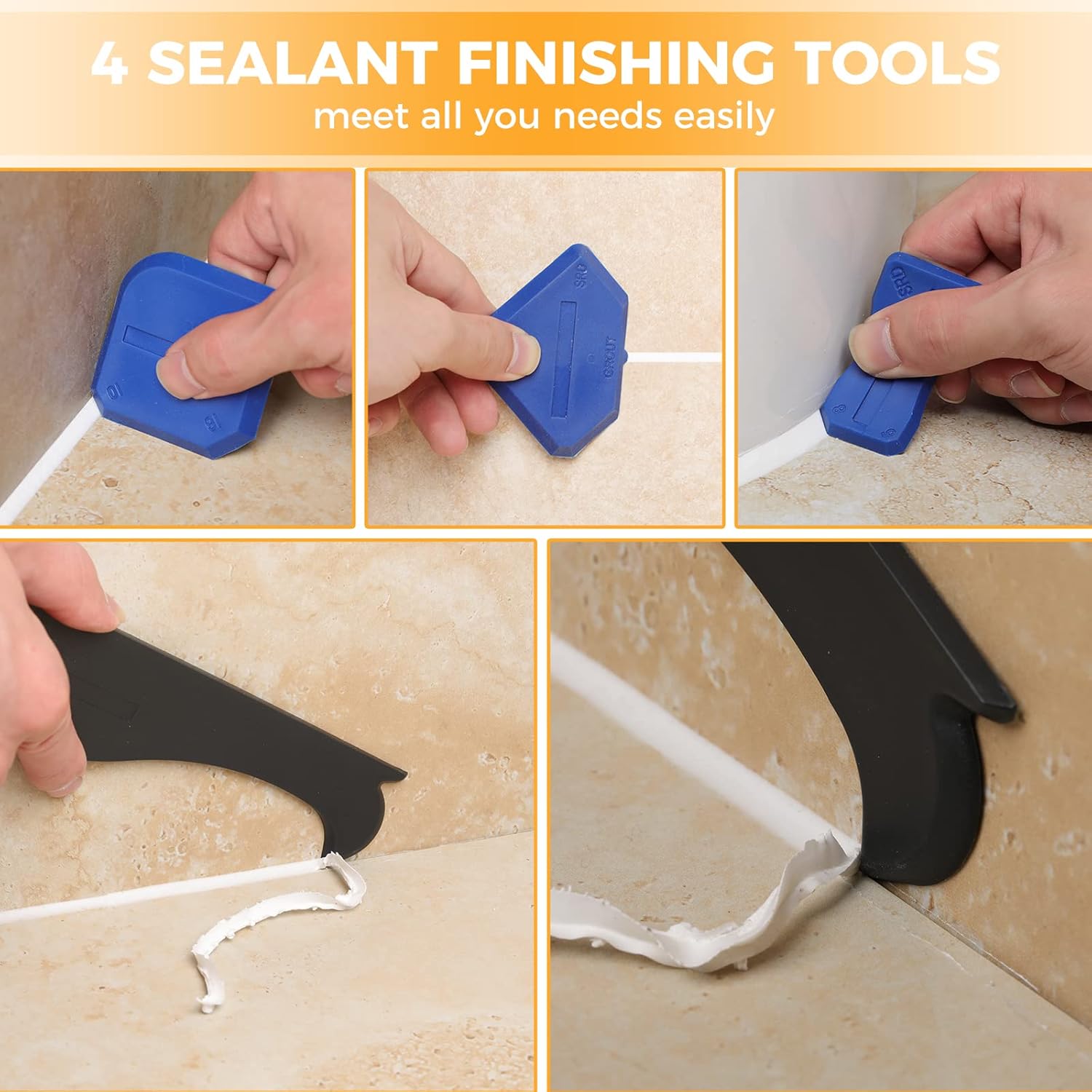 Saker Silicone Caulking Tools-3 in 1 Sealant Finishing Tool