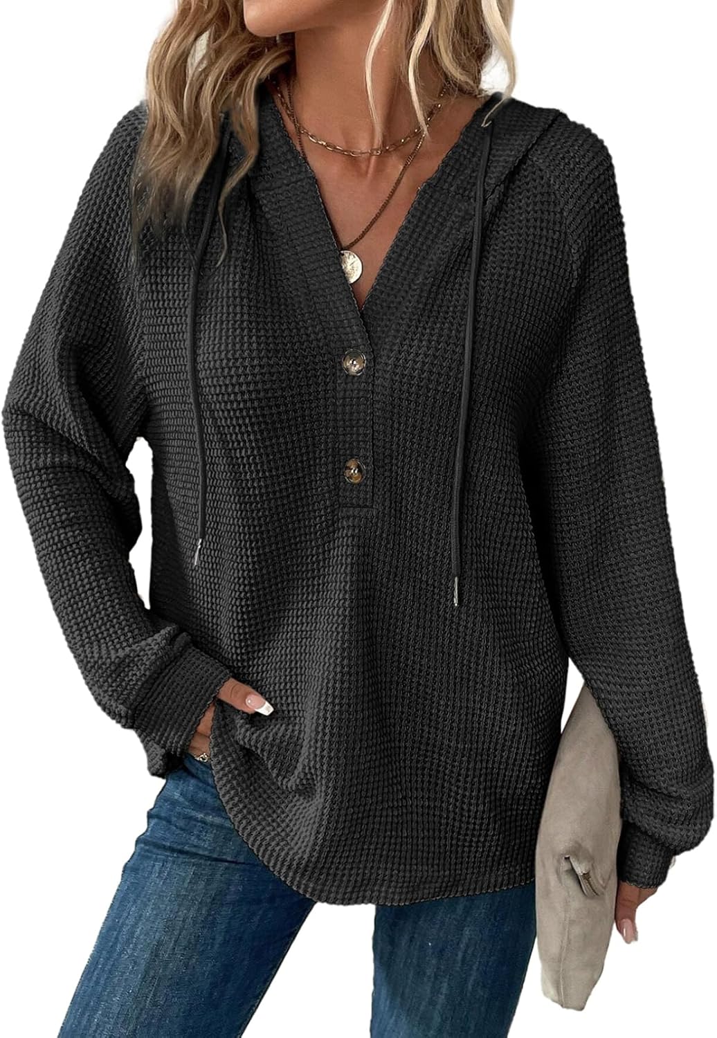 Dokotoo Hoodies for Women Waffle Knit Long Sweatshir