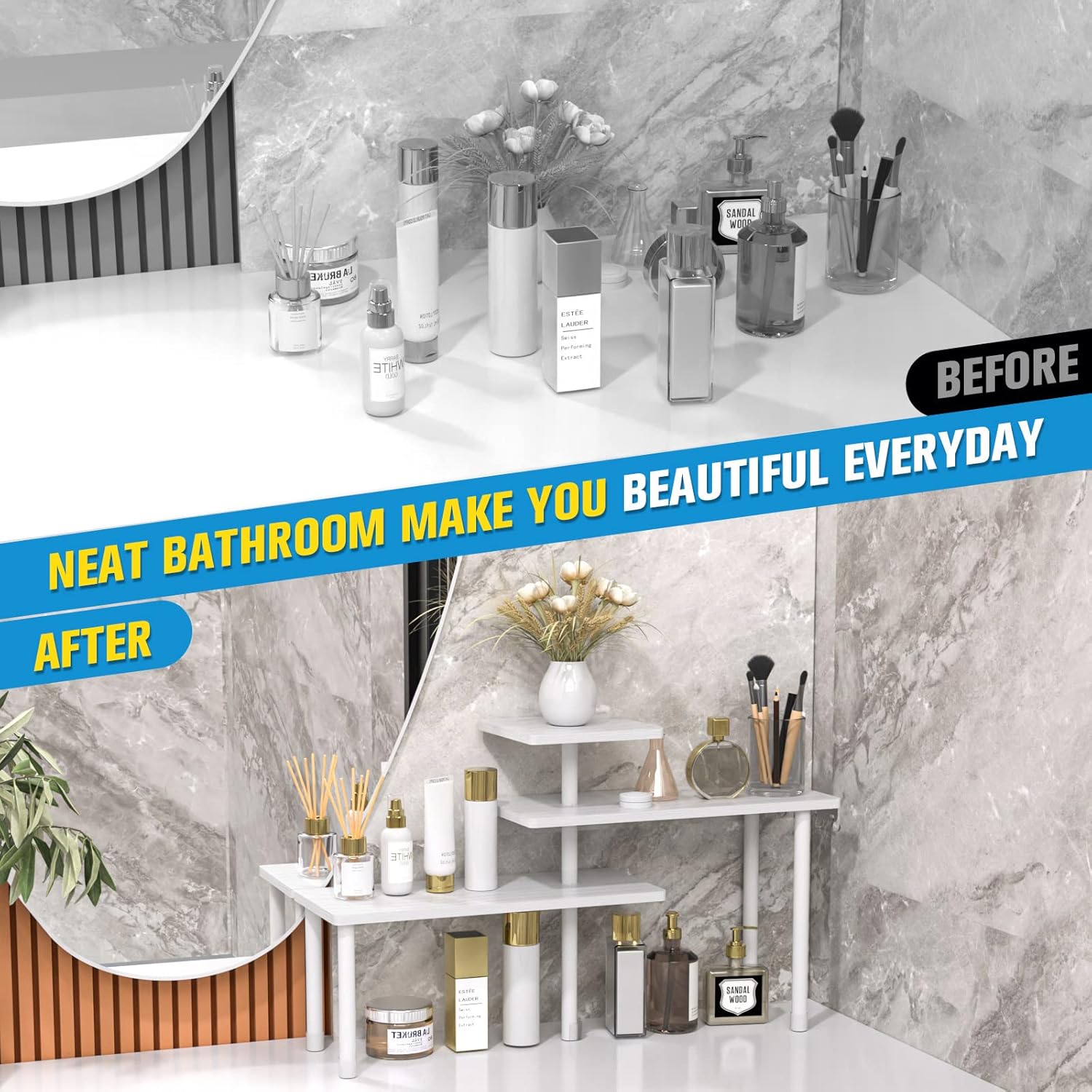 JayRex Bathroom Organizer Countertop Corner Shelf