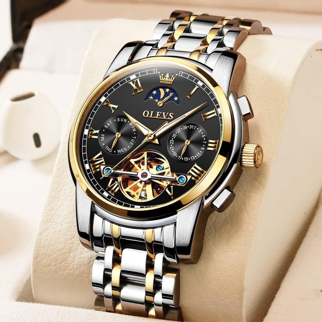 OLEVS Mens Automatic Watches Skeleton Mechanical