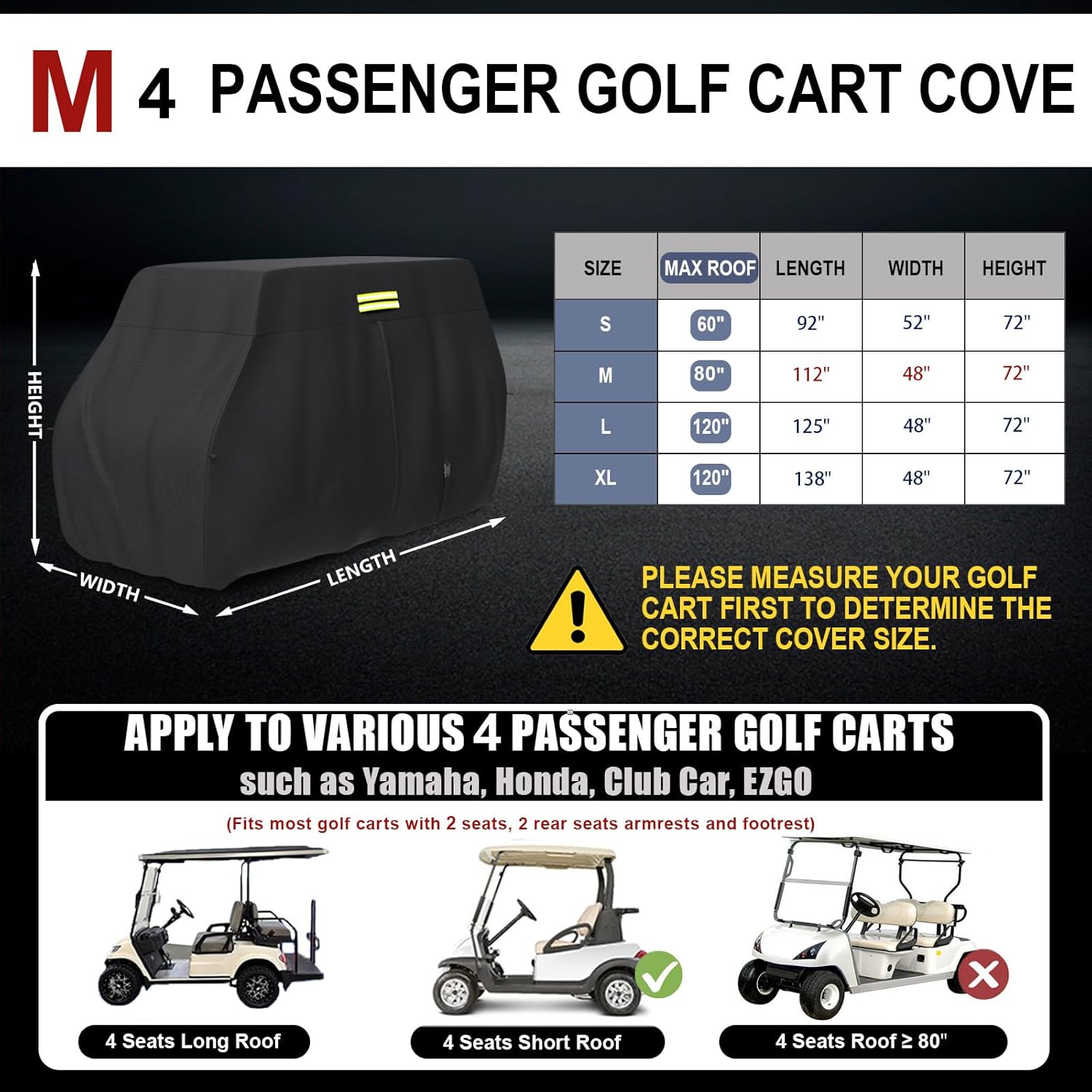 Moveland 4/6 Passenger Golf Cart Cover