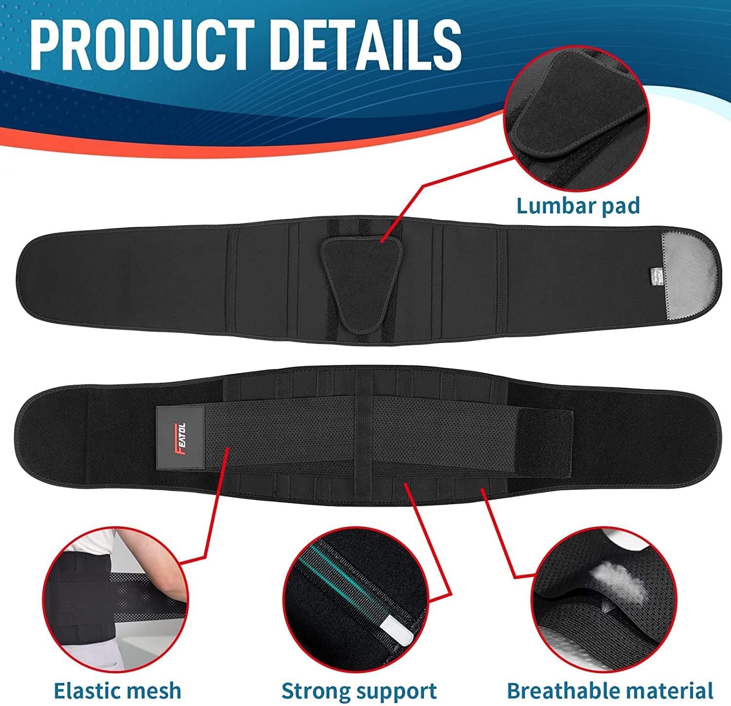 FEATOL Back Brace Support Belt for Back Pain
