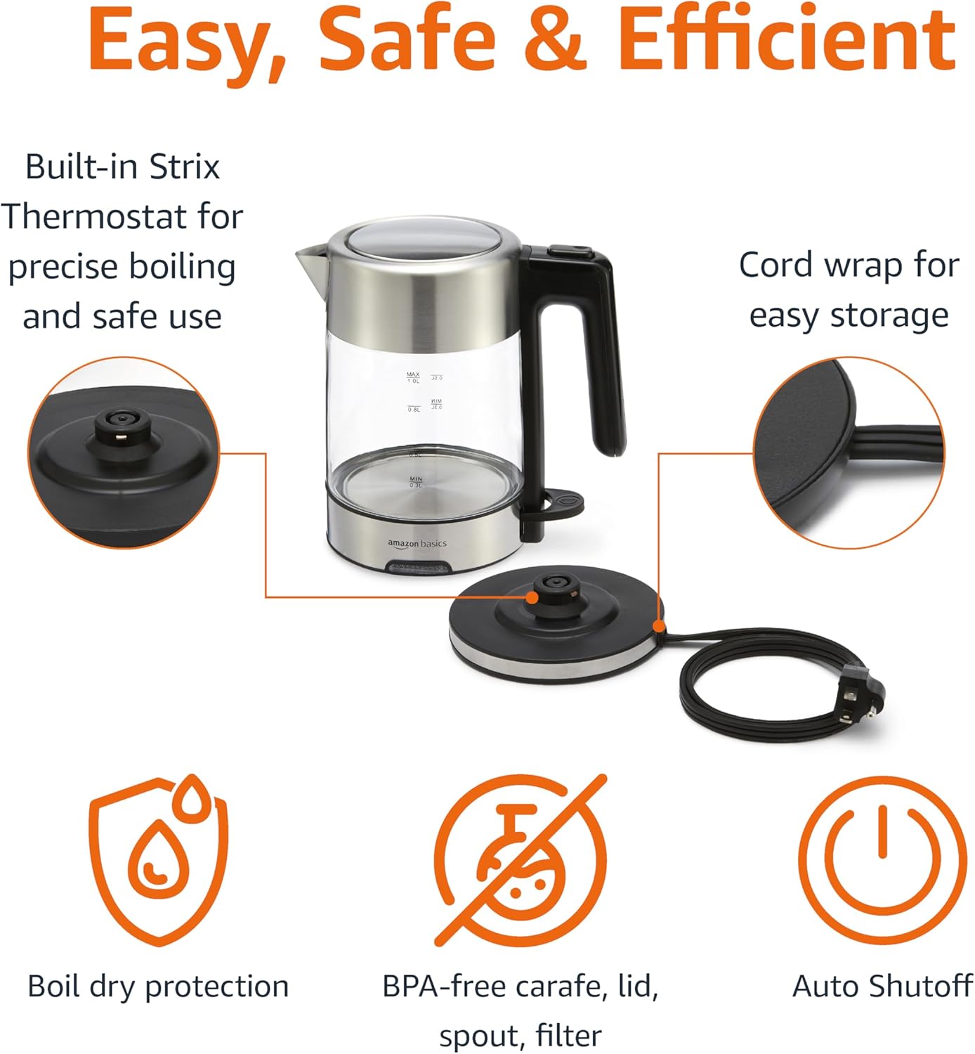 Amazon Basics Electric Glass Kettle