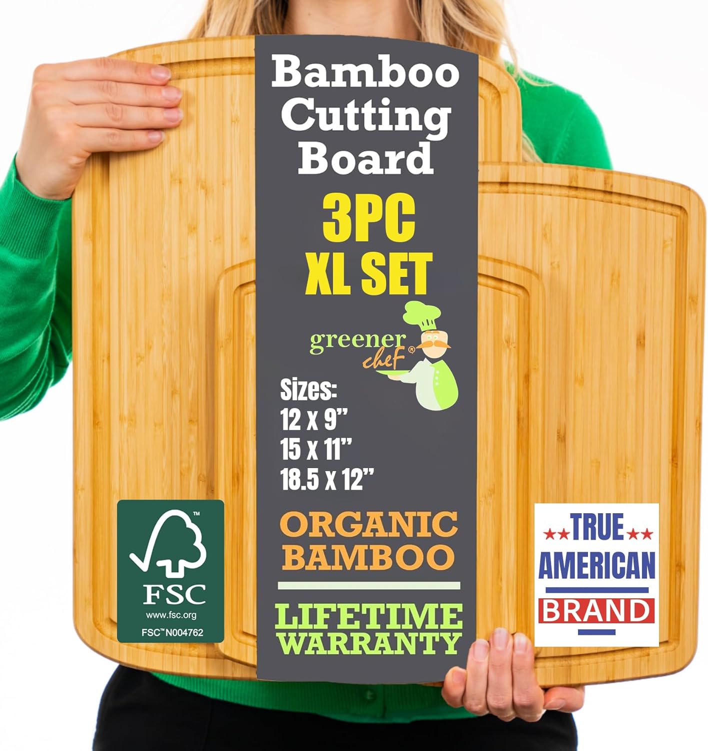 Extra Large Bamboo Cutting Board Set