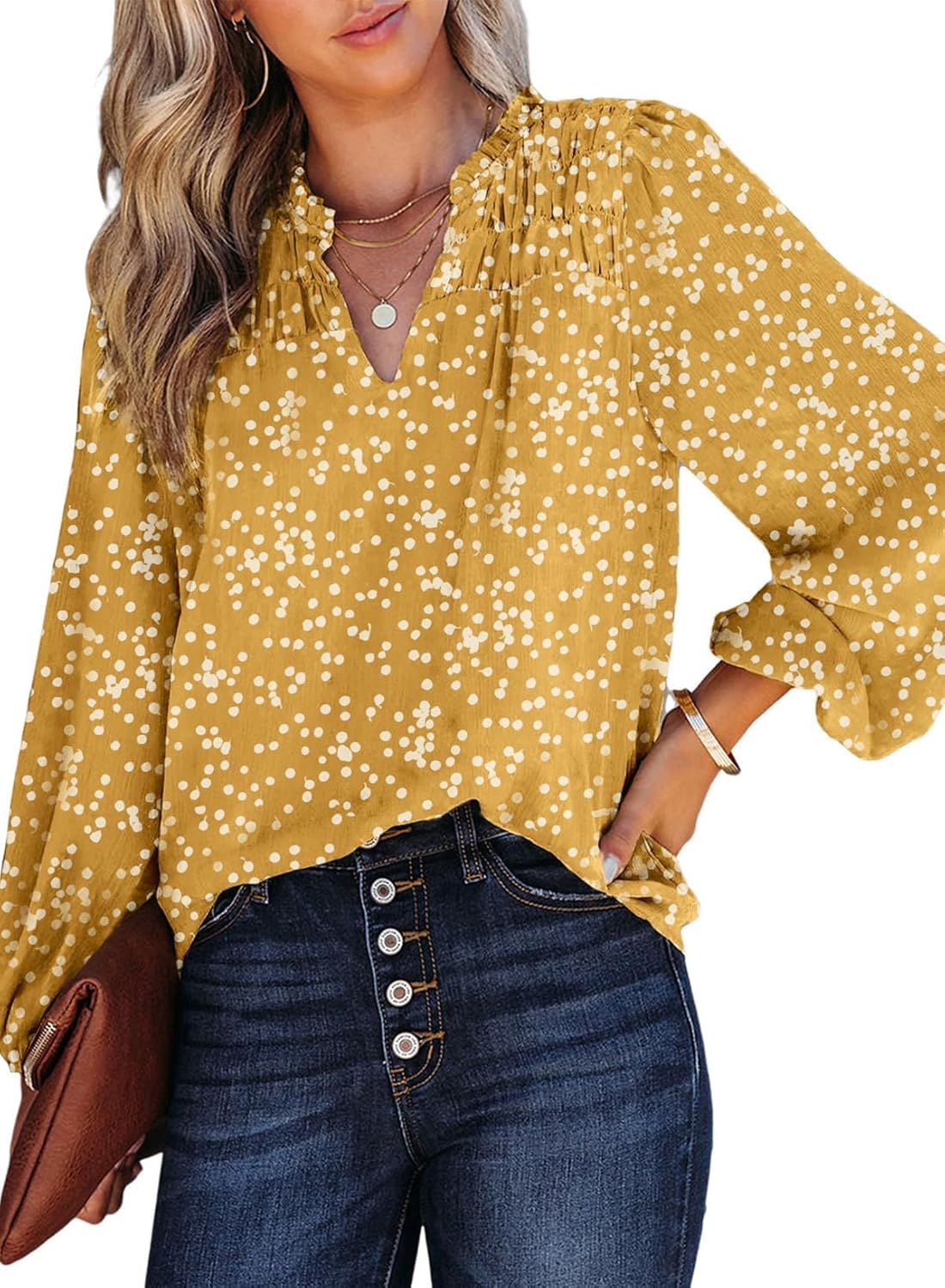 Long Sleeve Chiffon Floral Top Women
