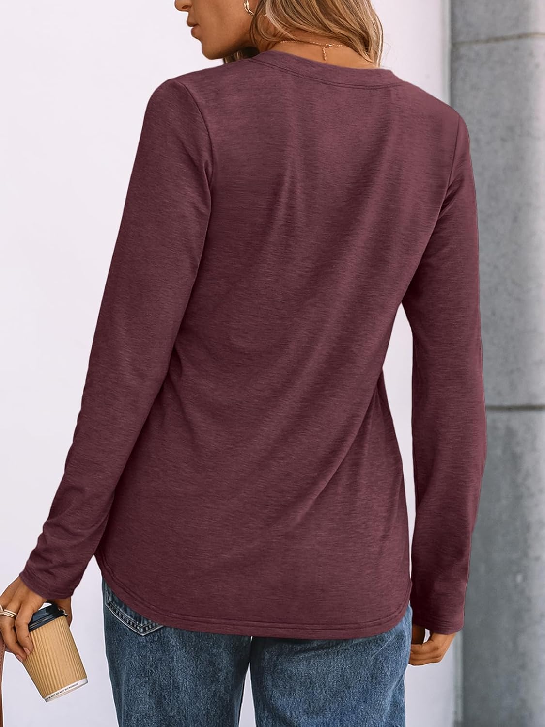 AUTOMET Women’s Long Sleeve Henley Tops Fall